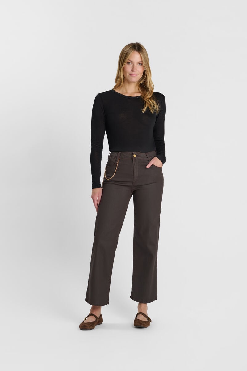 Jeans loose, large pulp wide leg , 7/8ème LE TEMPS DES CERISES Marron