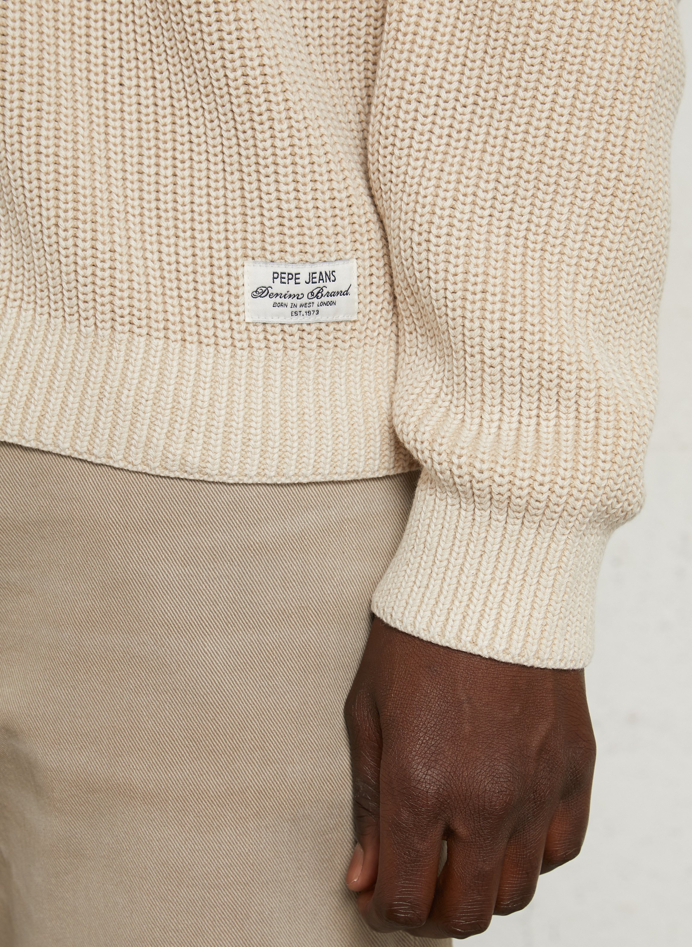 Rundhalsausschnitt Pullover aus Baumwollstrick PEPE JEANS Beige