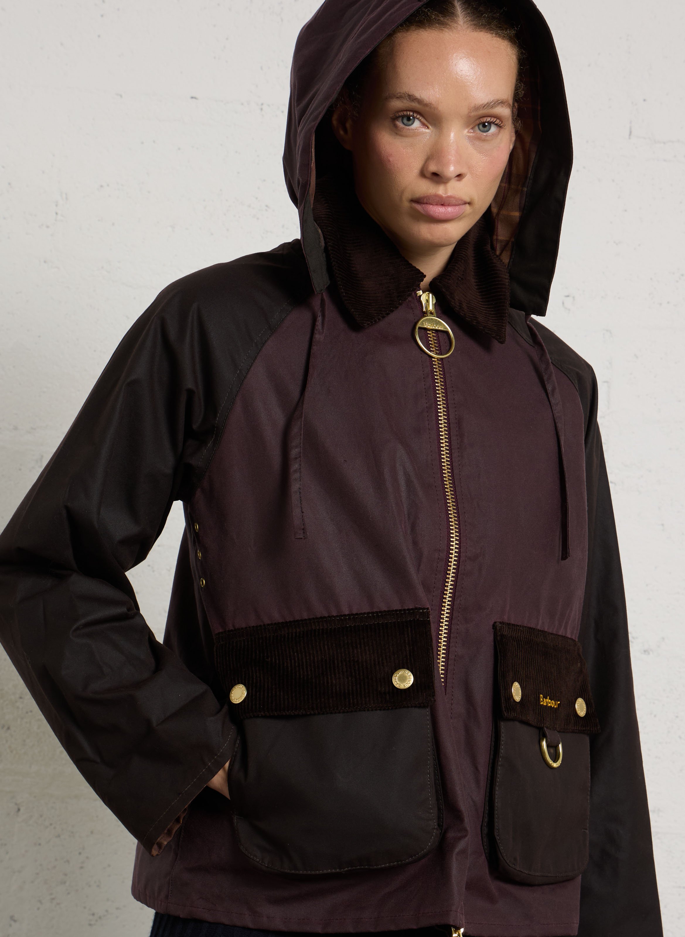Weite Kapuzenjacke aus Baumwolle BARBOUR Braun
