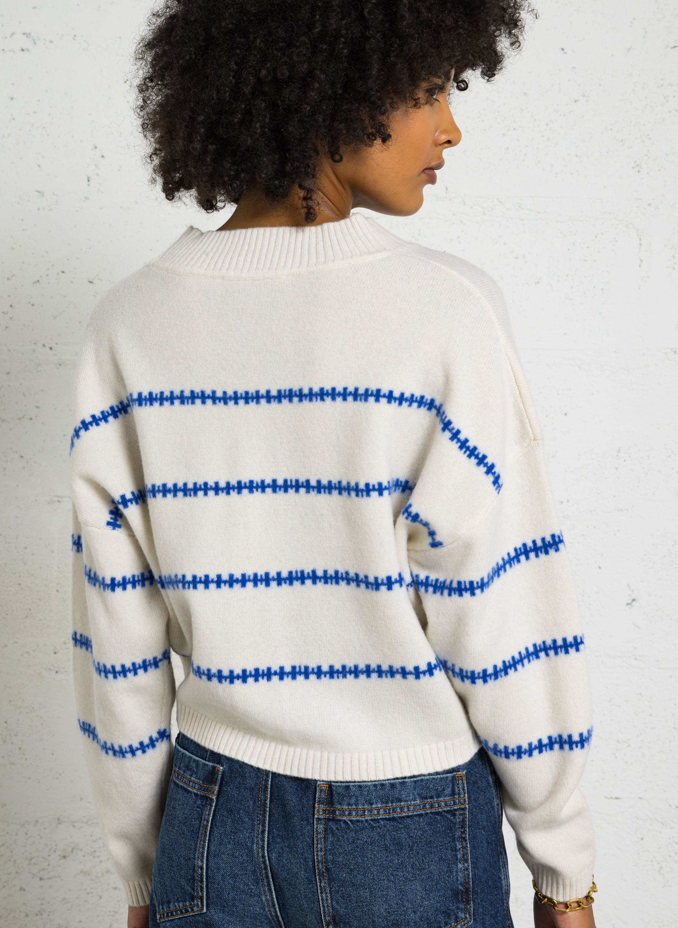 Wollpullover mit Streifen TINSELS Weiss