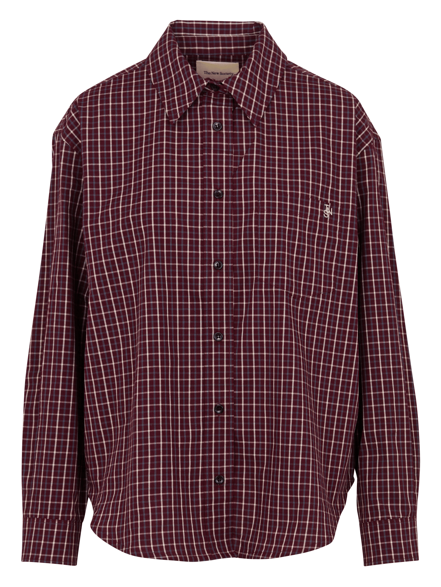Chemise ample à carreaux en coton THE NEW SOCIETY Rouge