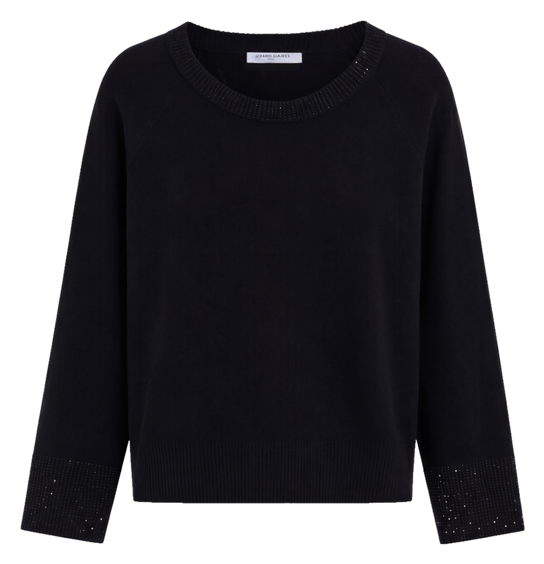 Straight wool sweater with rhinestones GERARD DAREL Black