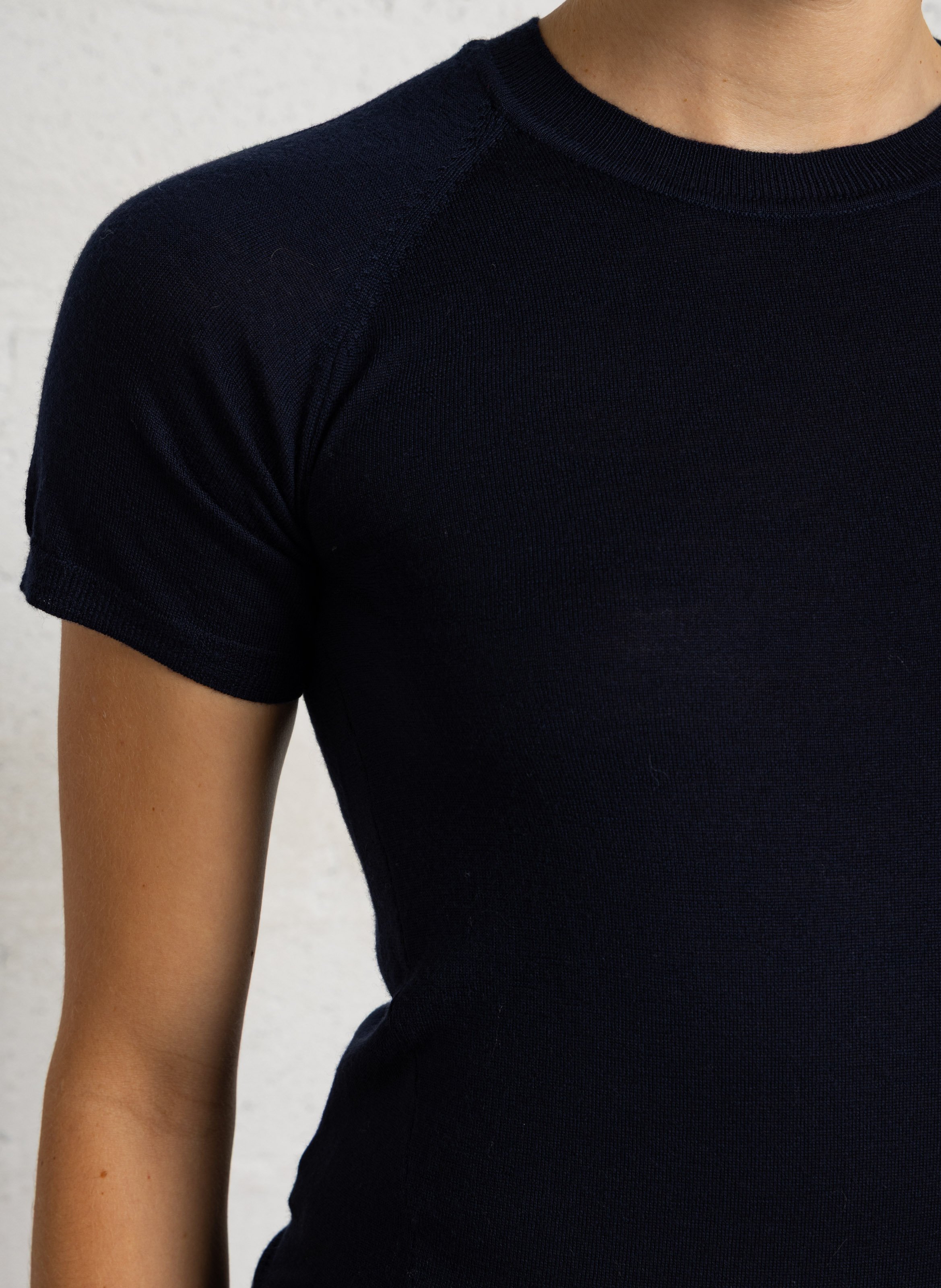 Feiner Kurzarm-Pullover aus Wolle IKKS Blau