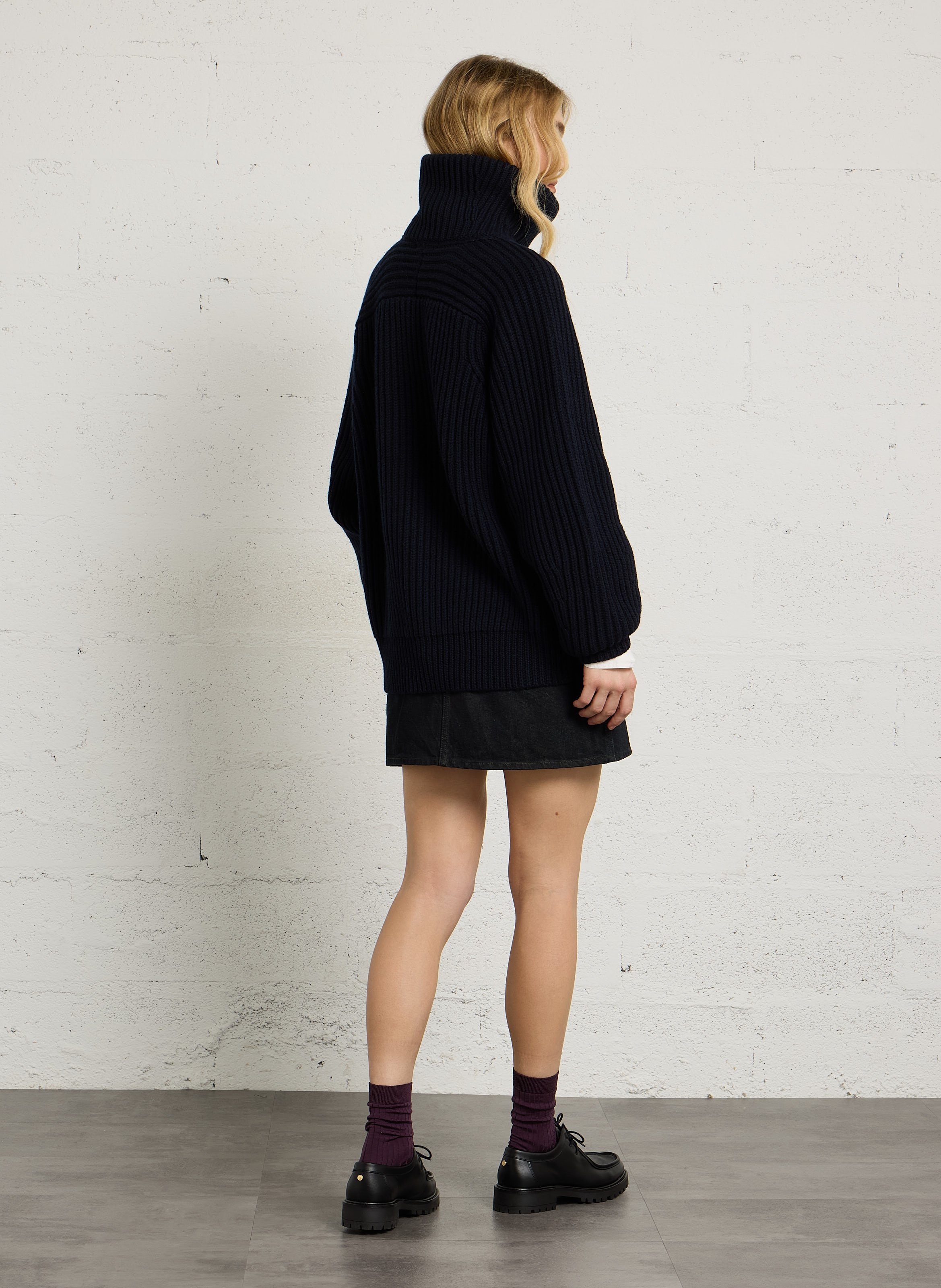 Weit geschnittene Wolljacke mit Stehkragen SOEUR Blau
