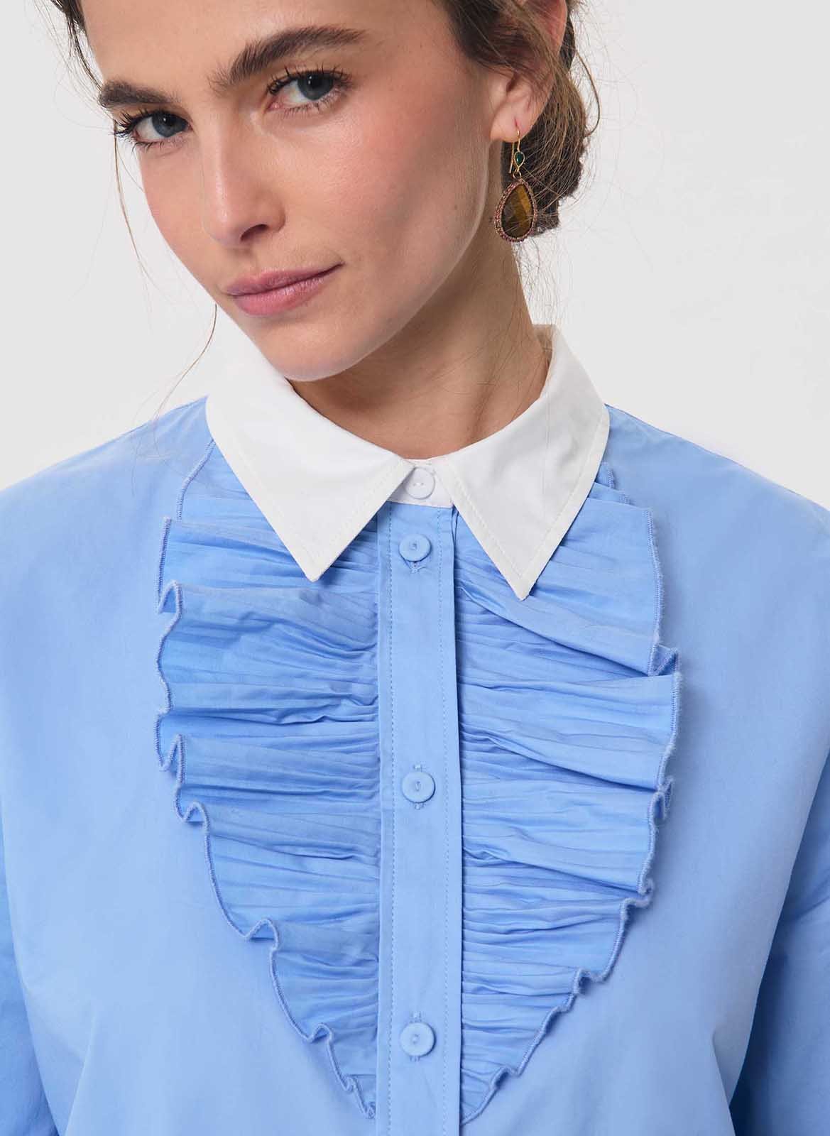 Straight cotton shirt TARA JARMON Blue