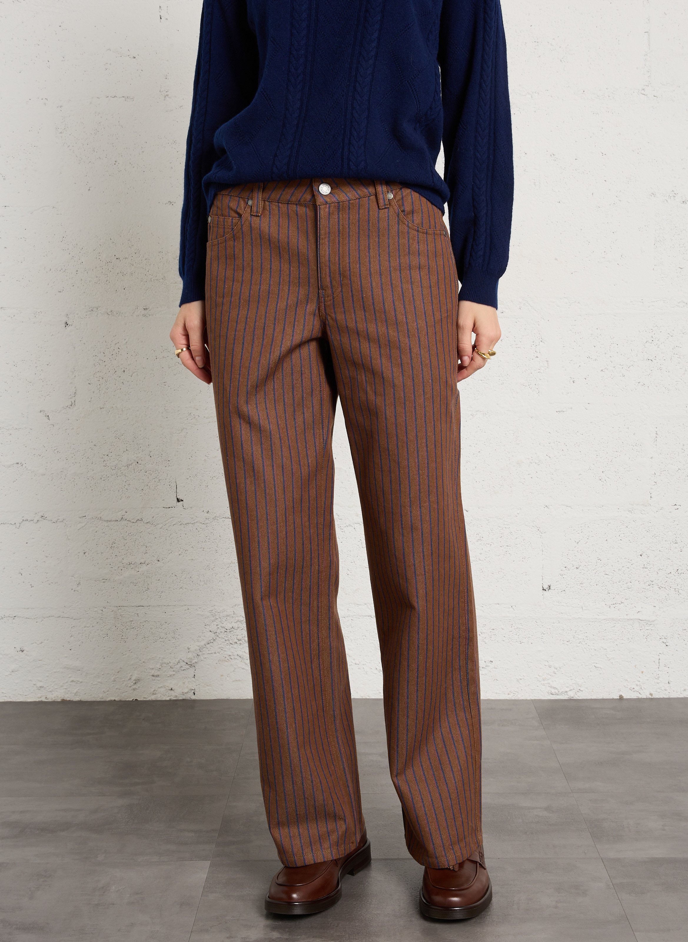 Gerade gestreifte Jeans aus Bio-Baumwolle THINKING MU Mehrfarbig