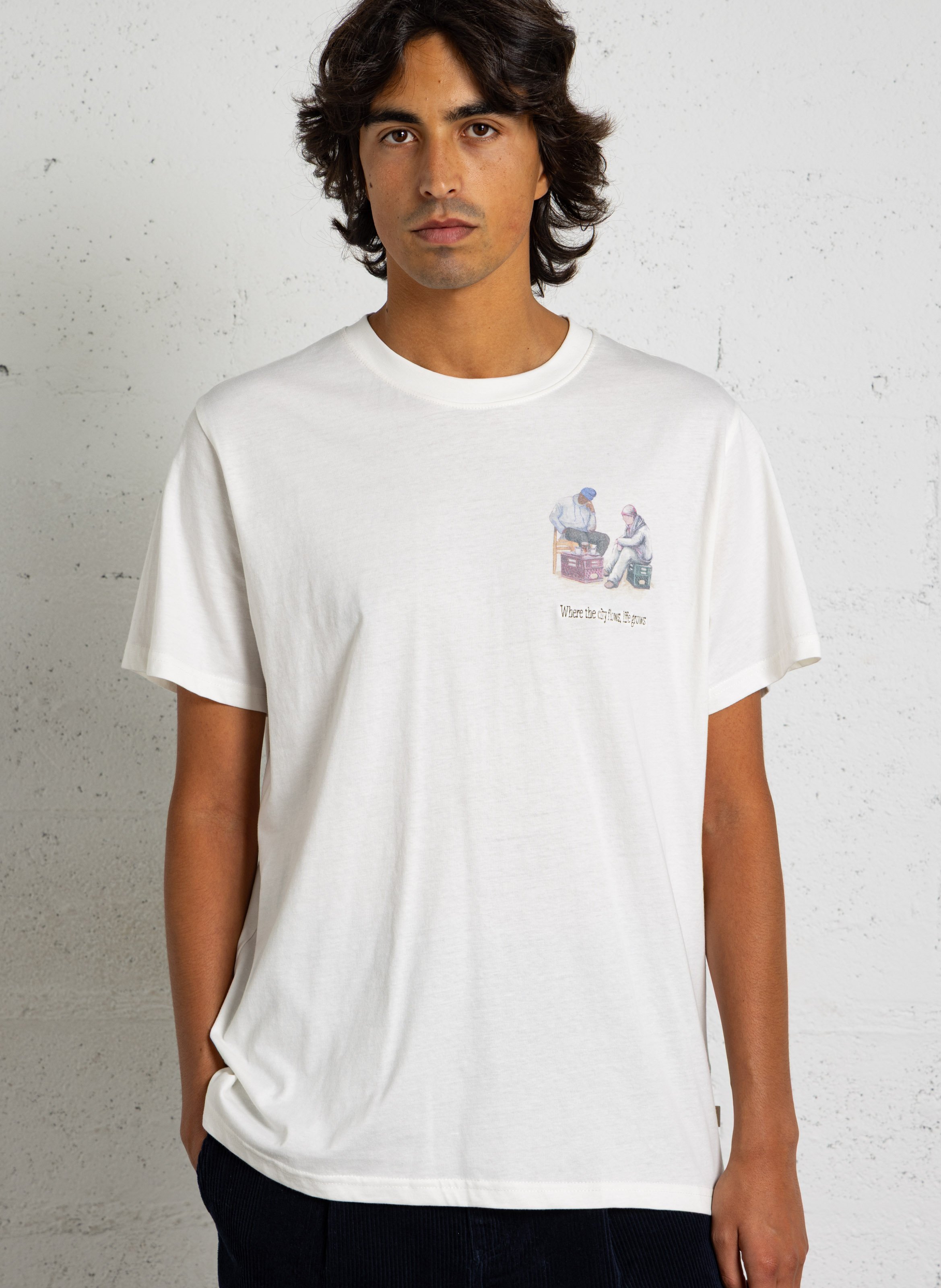 Tee-shirt droit en coton SOLID Blanc