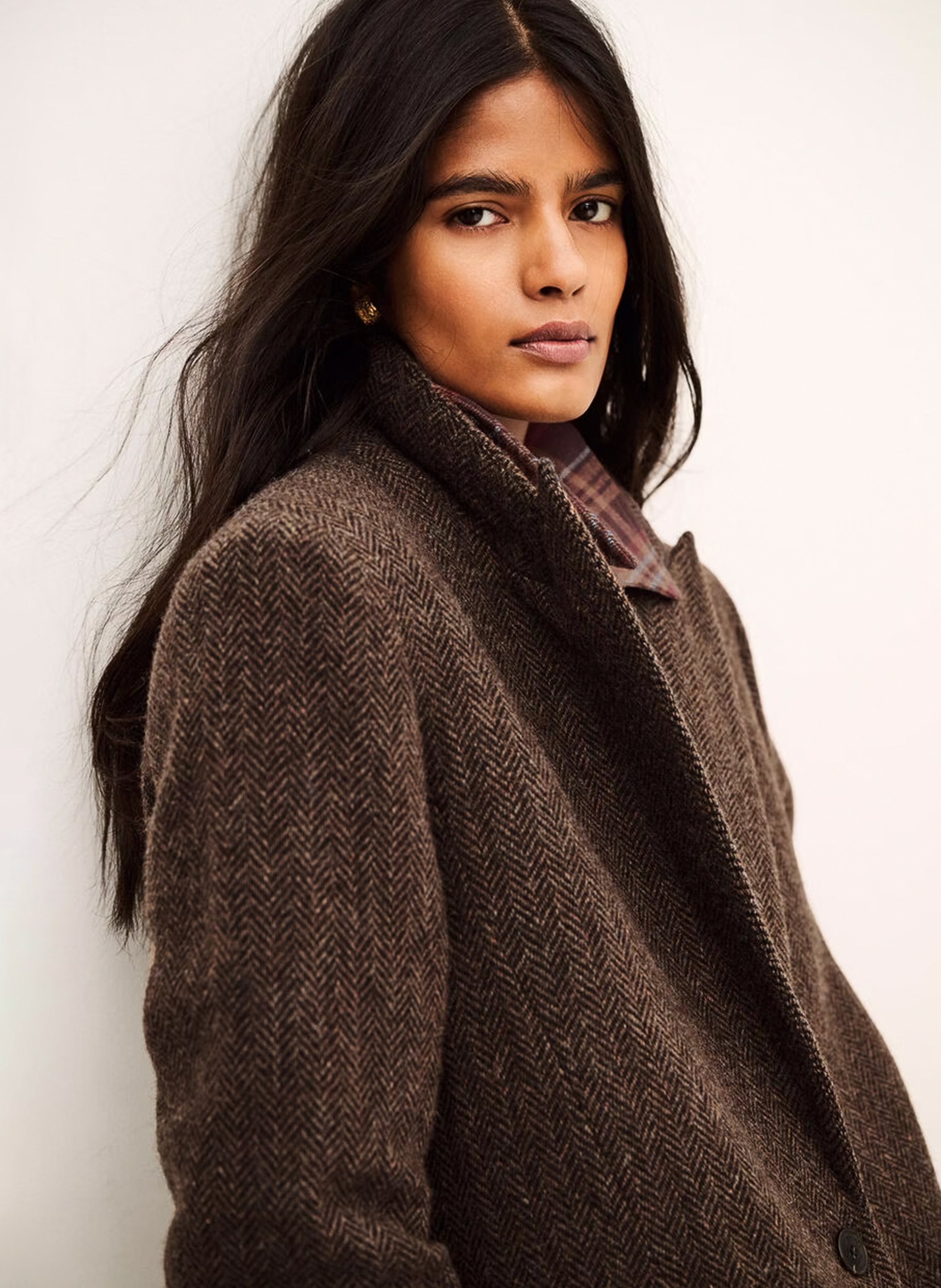 Veste tailleur droite en laine mélangée BA&SH Marron