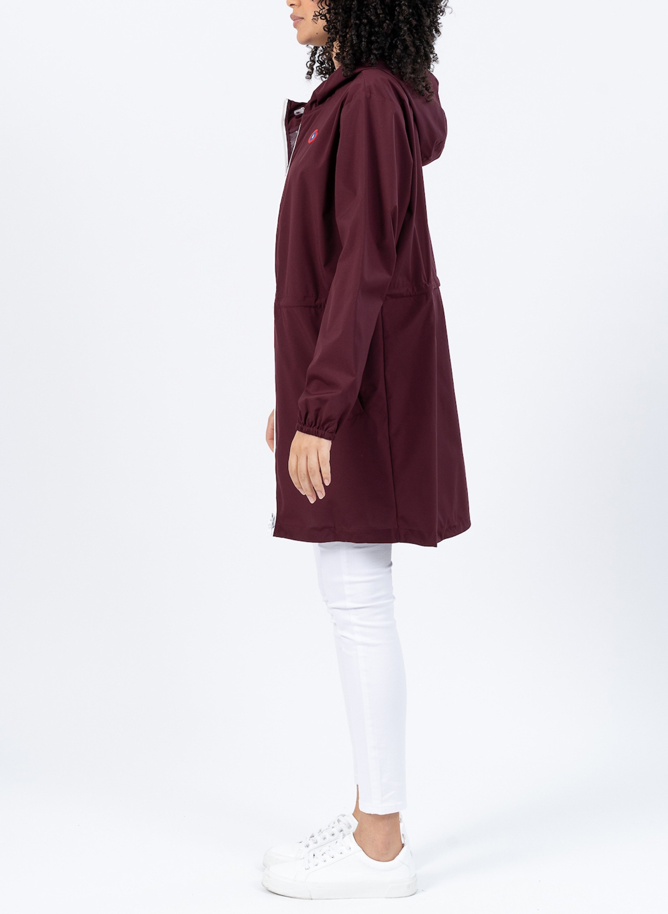 Imperméable long à capuche convertible  FLOTTE Rouge