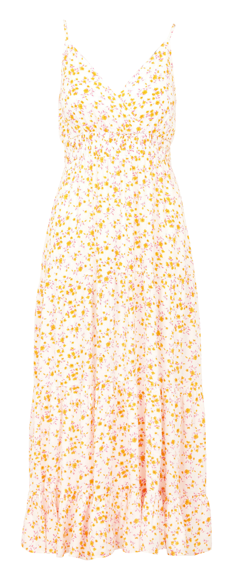 Long floral V-neck dress YAS White