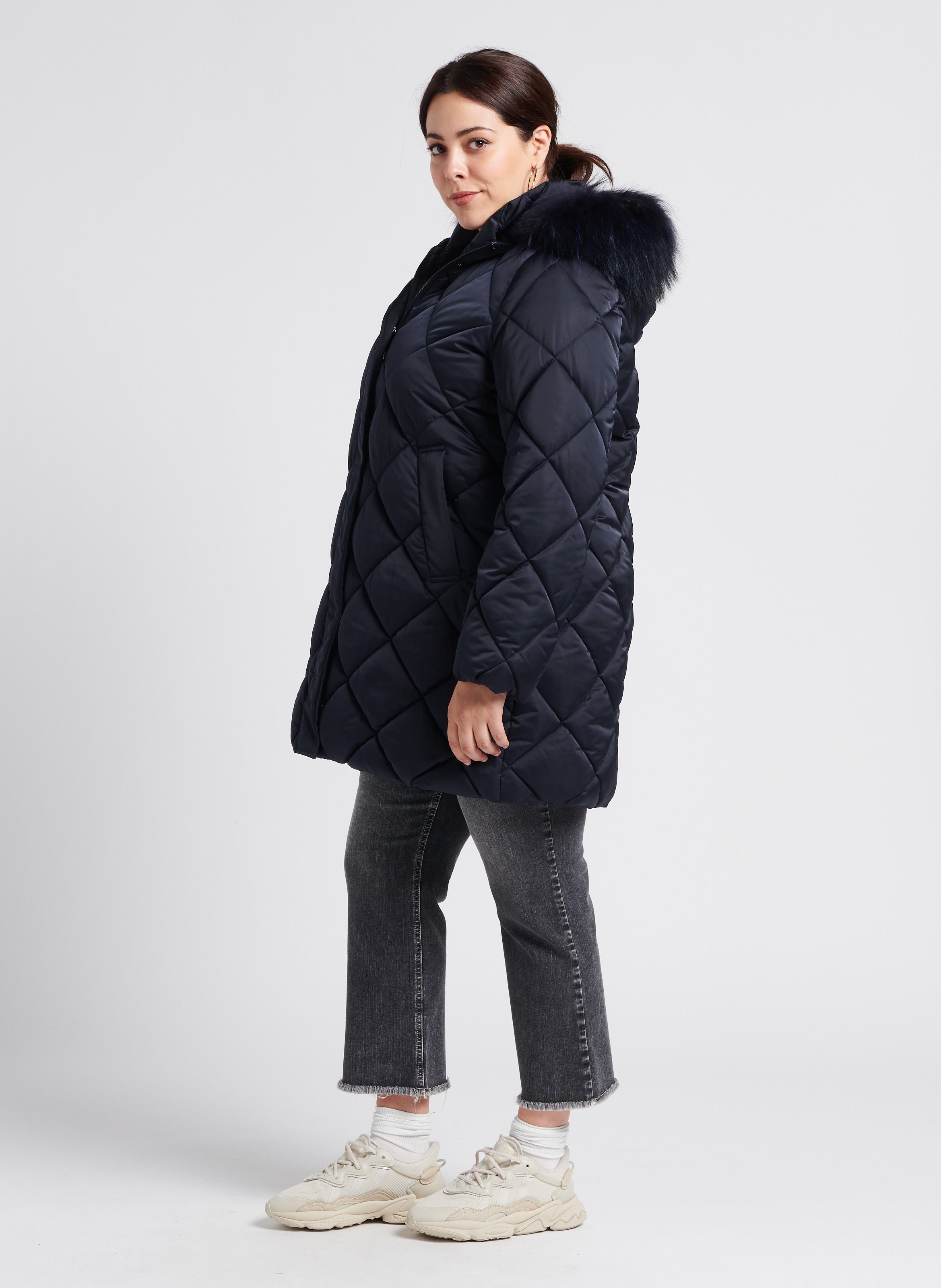 Straight Cut High Waist Jeans aus Baumwoll-Mix PERSONA by Marina Rinaldi Schwarz