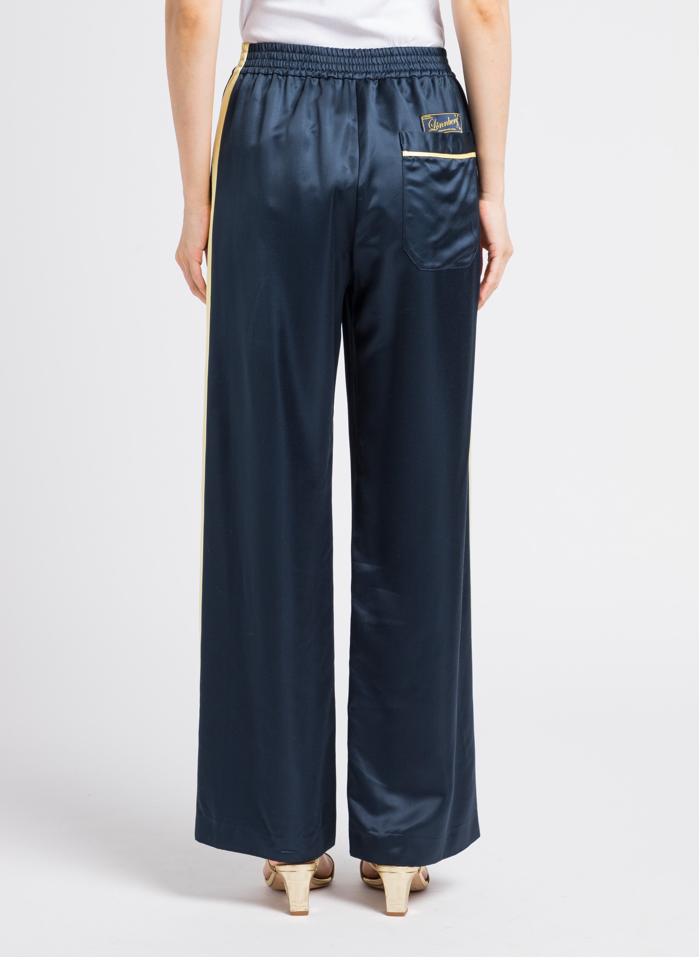 Pantalon large satiné MARGAUX LONNBERG Bleu