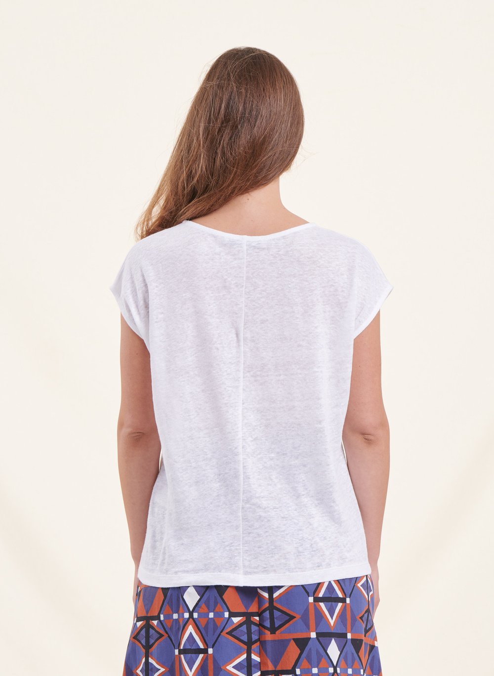 Tee-shirt droit chiné en lin LA FEE MARABOUTEE Blanc