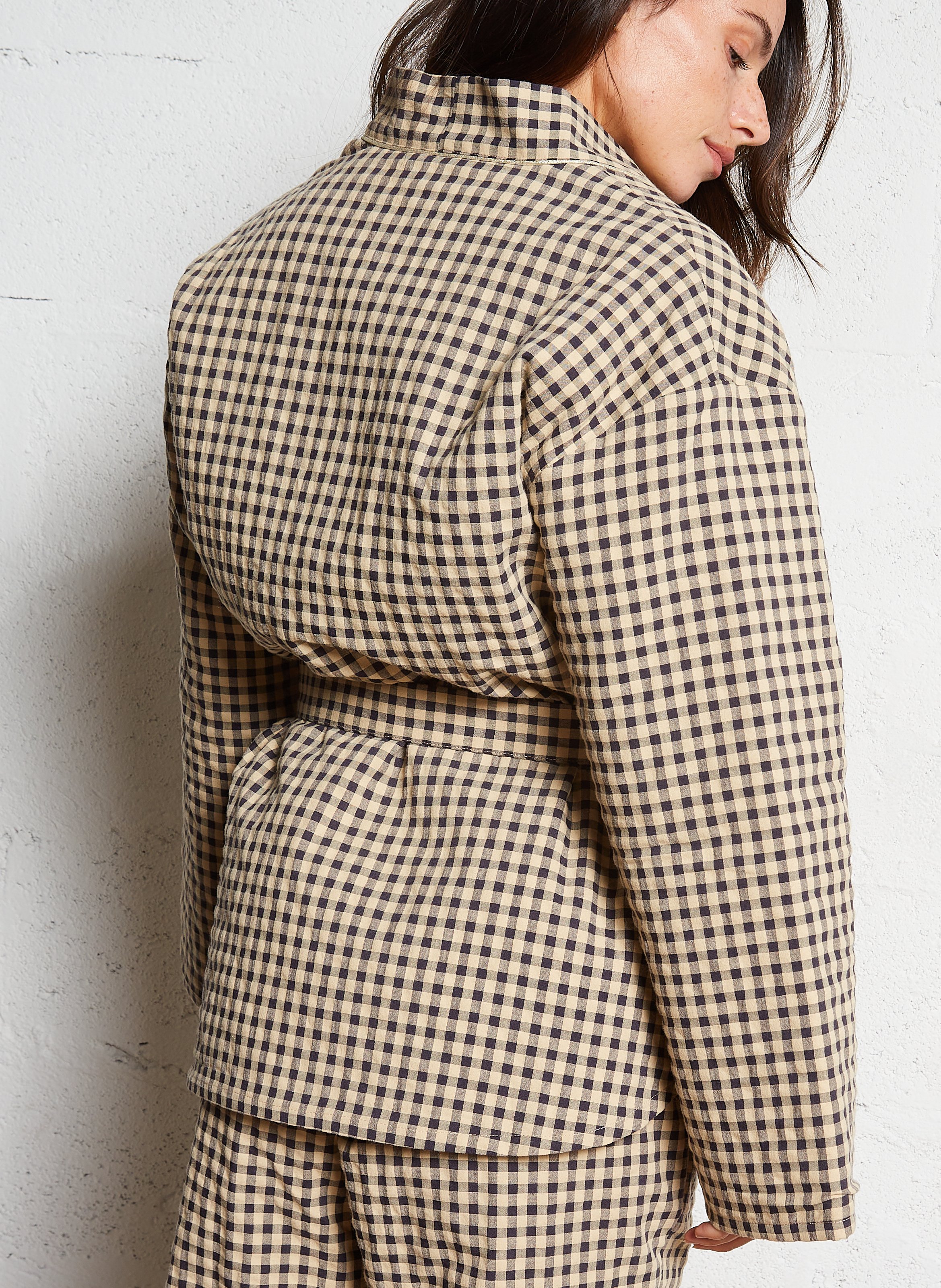 Straight-cut check jacket Multicolored