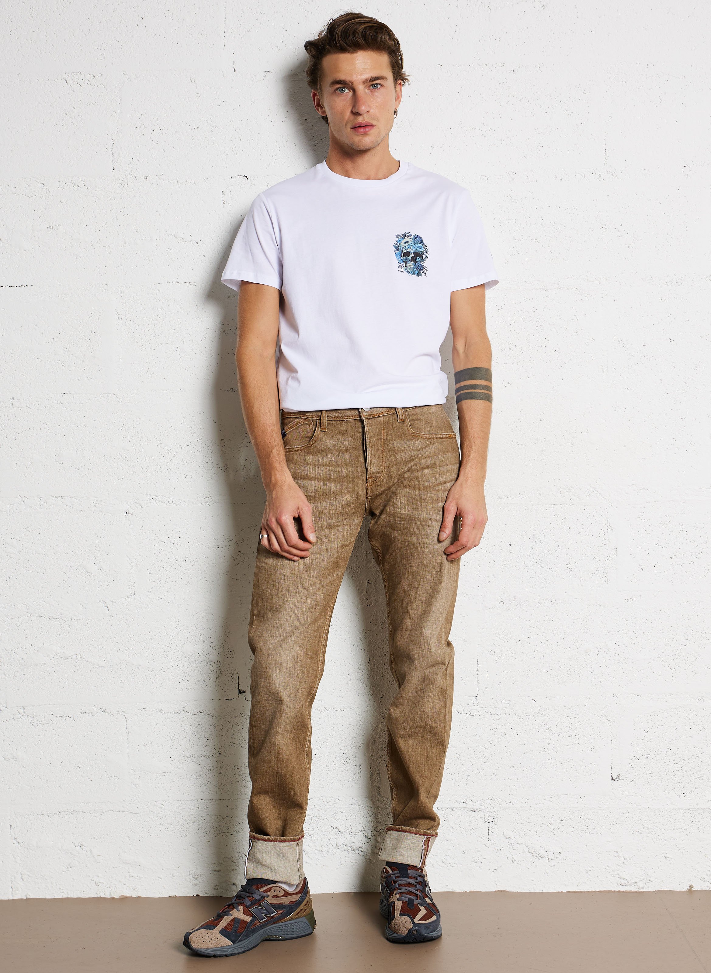 Jeans dritti effetto delavé LE TEMPS DES CERISES Marrone