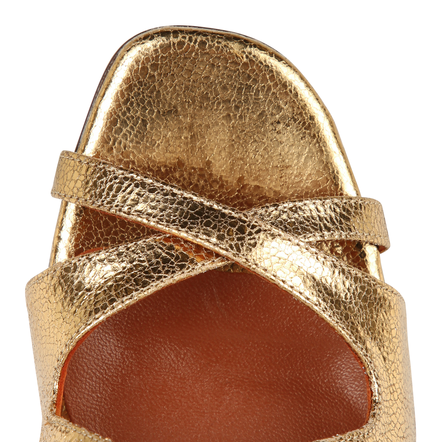 Sandales à talon en cuir métallisé RIVECOUR Doré