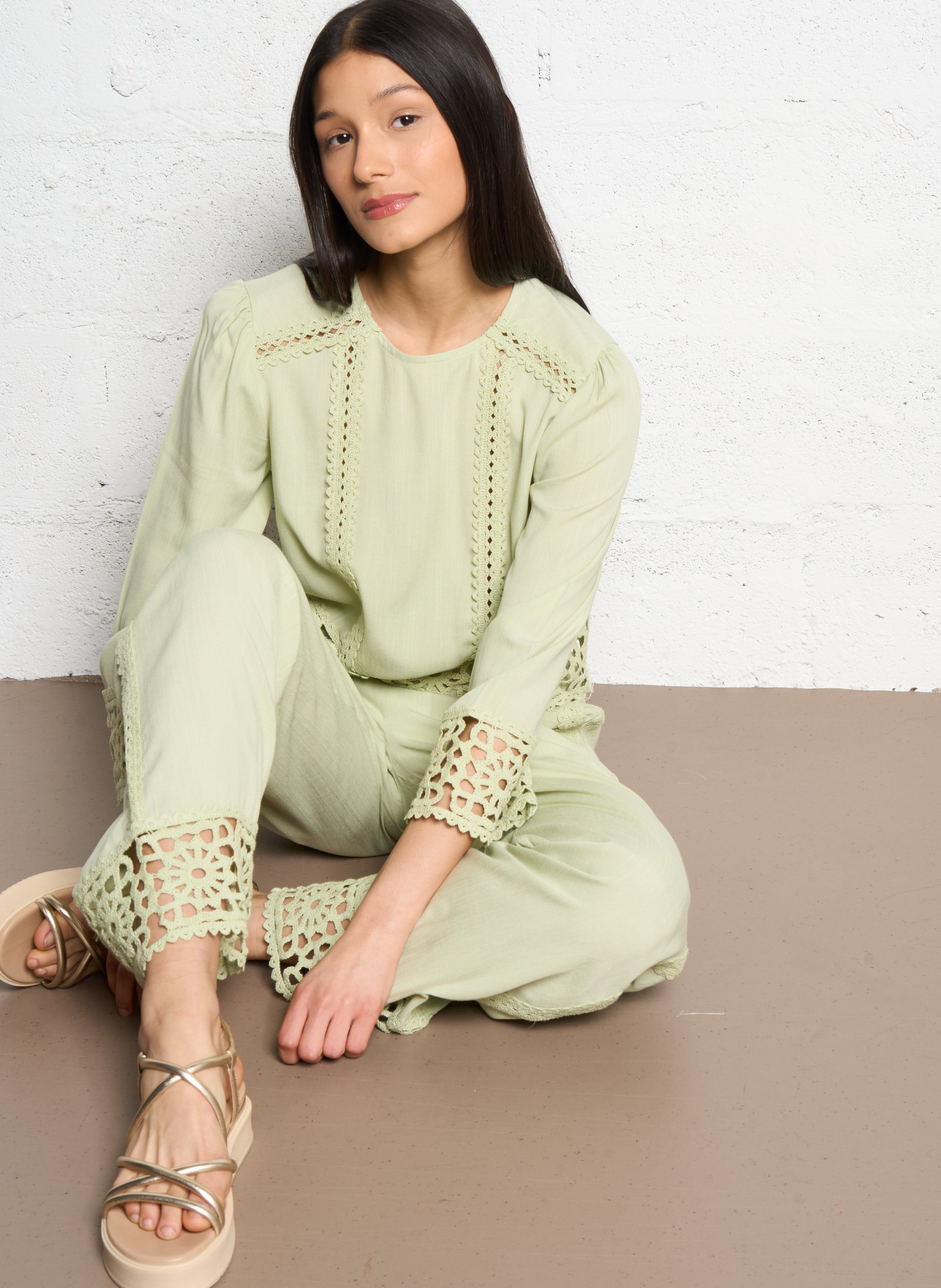 Blouse with round collar LA PETITE ETOILE Green