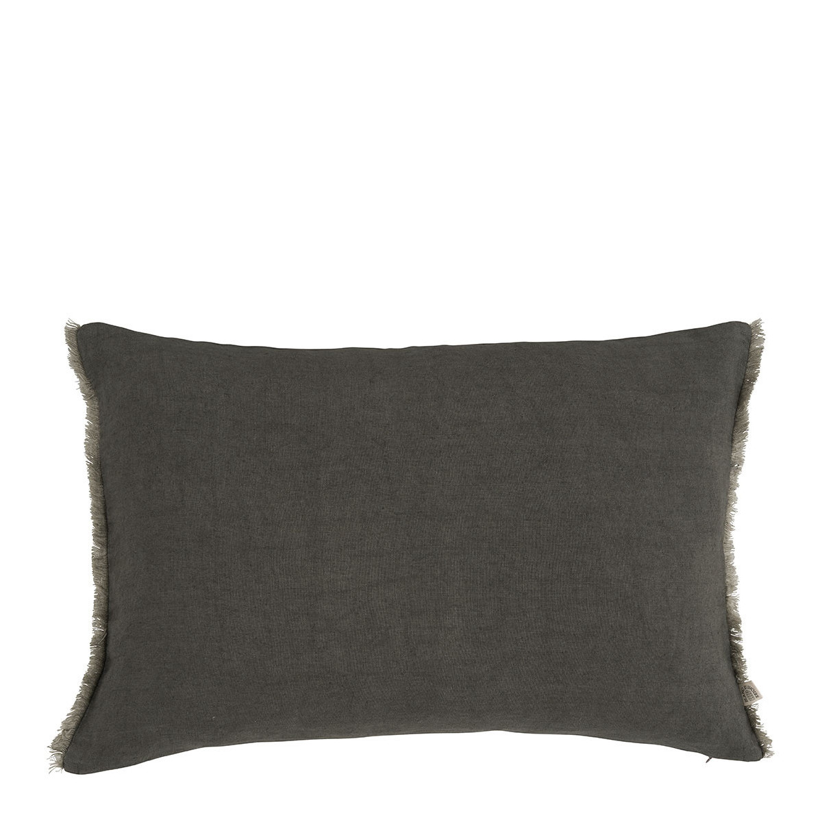 Chloé washed linen cushion cover - charcoal grey - 60 x 40 cm BLANC D'IVOIRE Grey