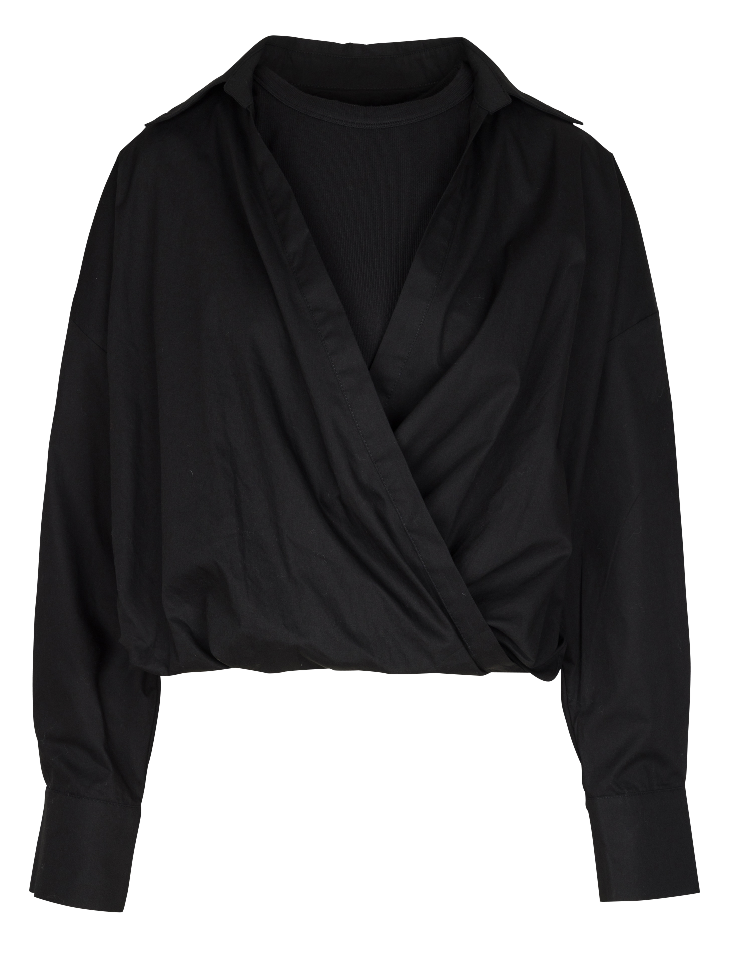 Organic cotton blouse with classic collar SUNCOO Black