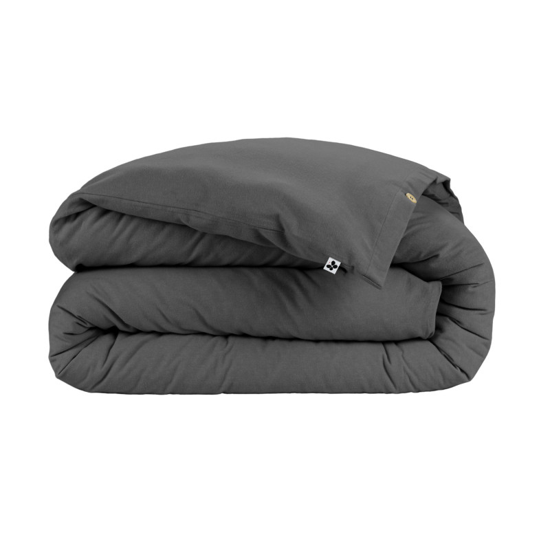 "Candice" duvet cover in cotton flannel, all sizes. L'EFFET PAPILLON Blue