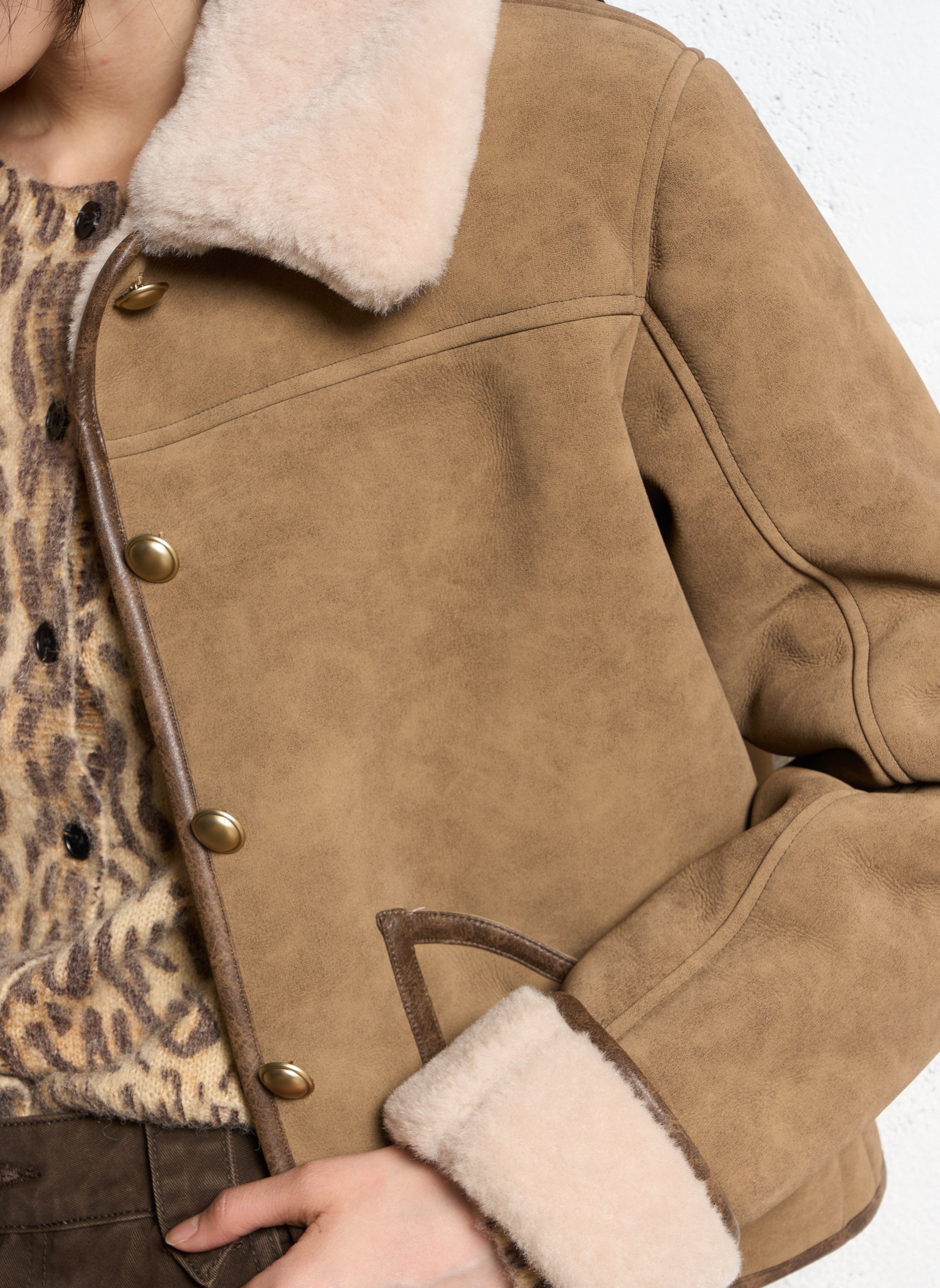 Veste droite col classique SUNCOO Marron