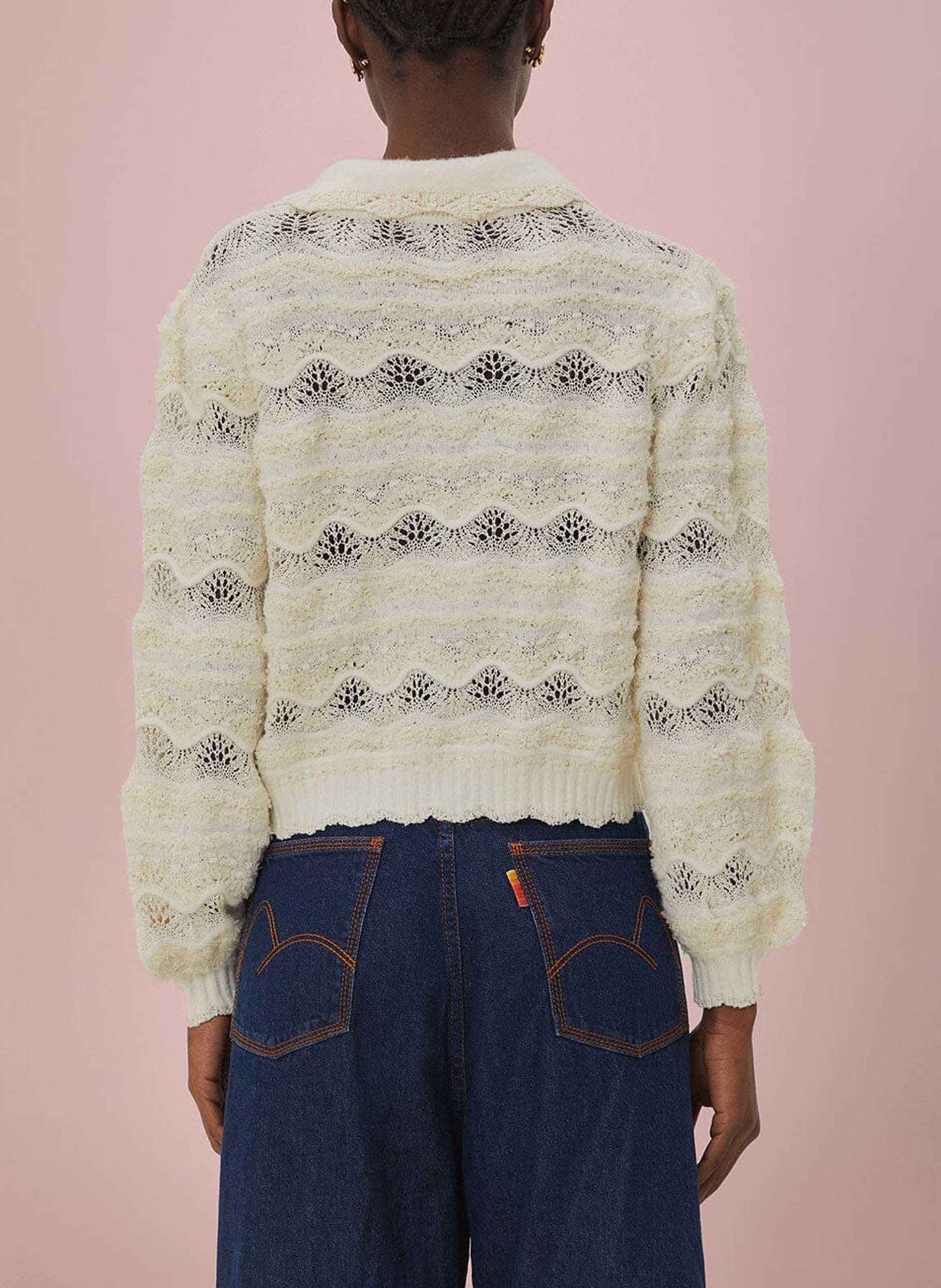 Cardigan with Peter Pan collar FARM RIO White