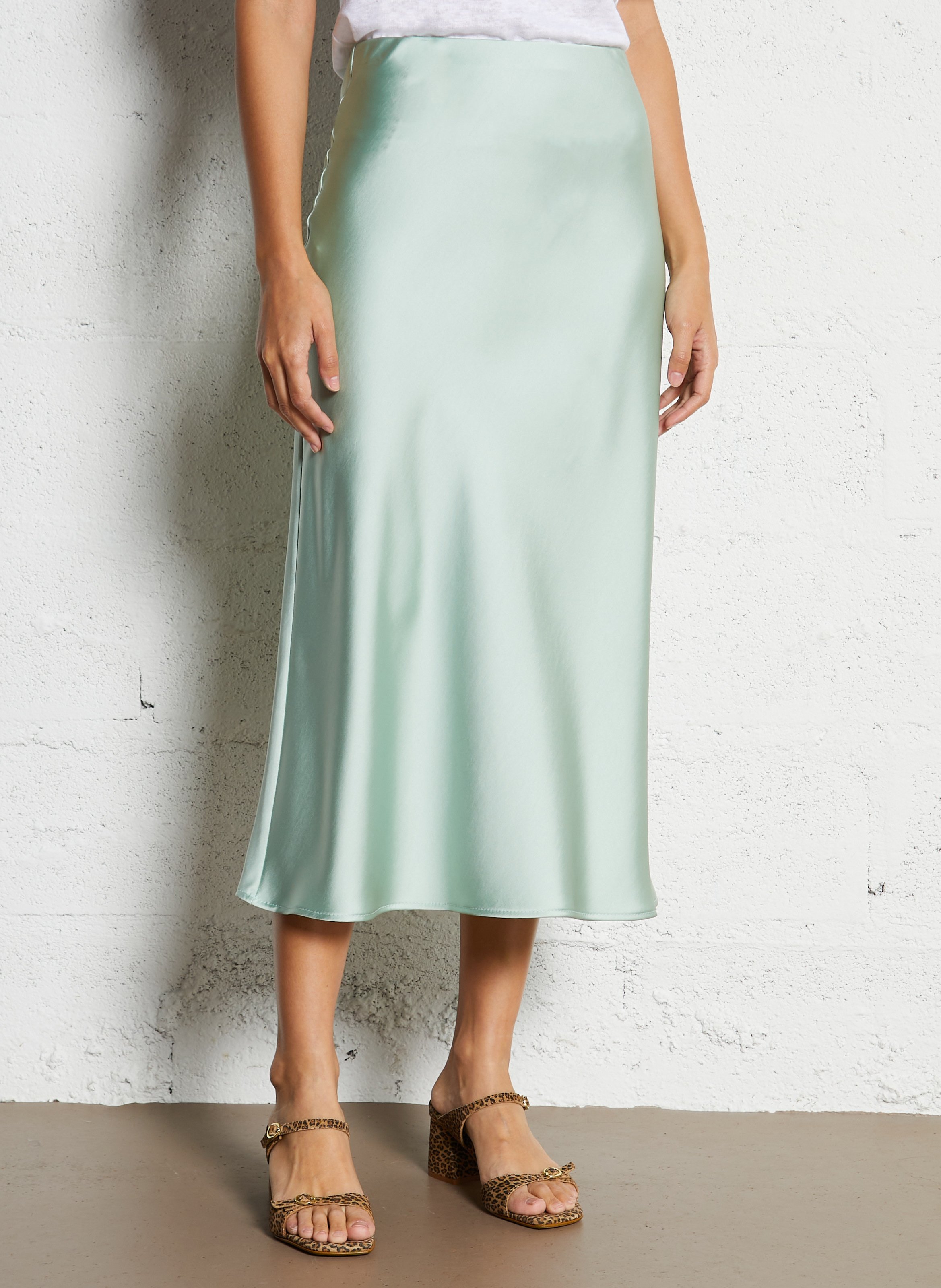 Flared satin midi skirt IMPERIAL Blue