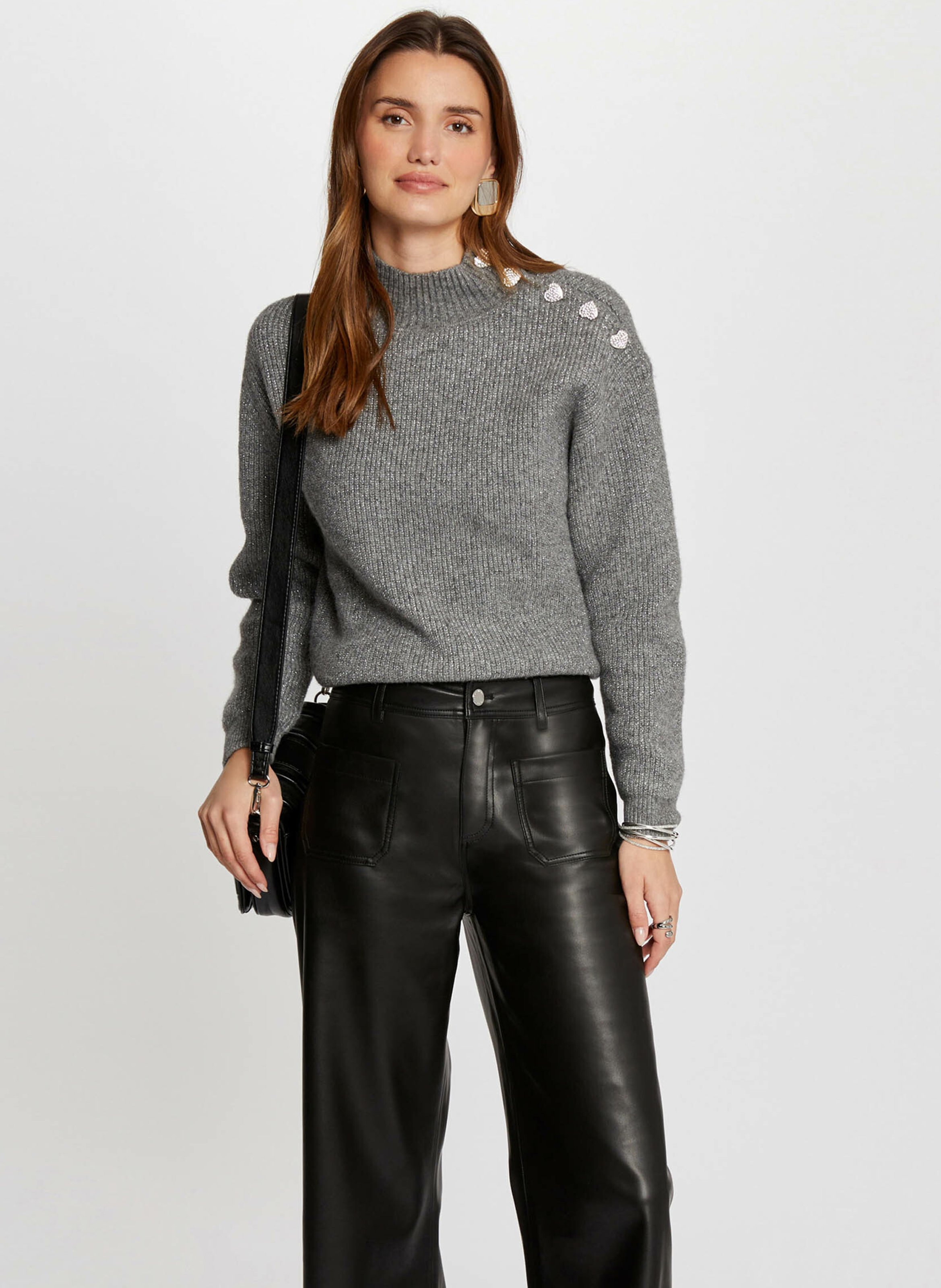 Rechte trui met hoge kraag MORGAN Grijs