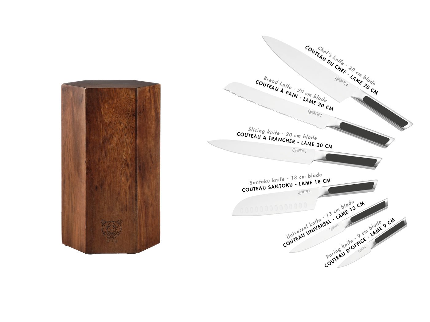 Loki Imatra kitchen knife set - 7 pieces BJORN Black