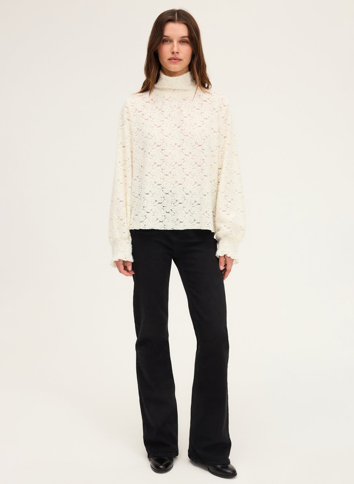 Pull ample col montant en maille PABLO Beige