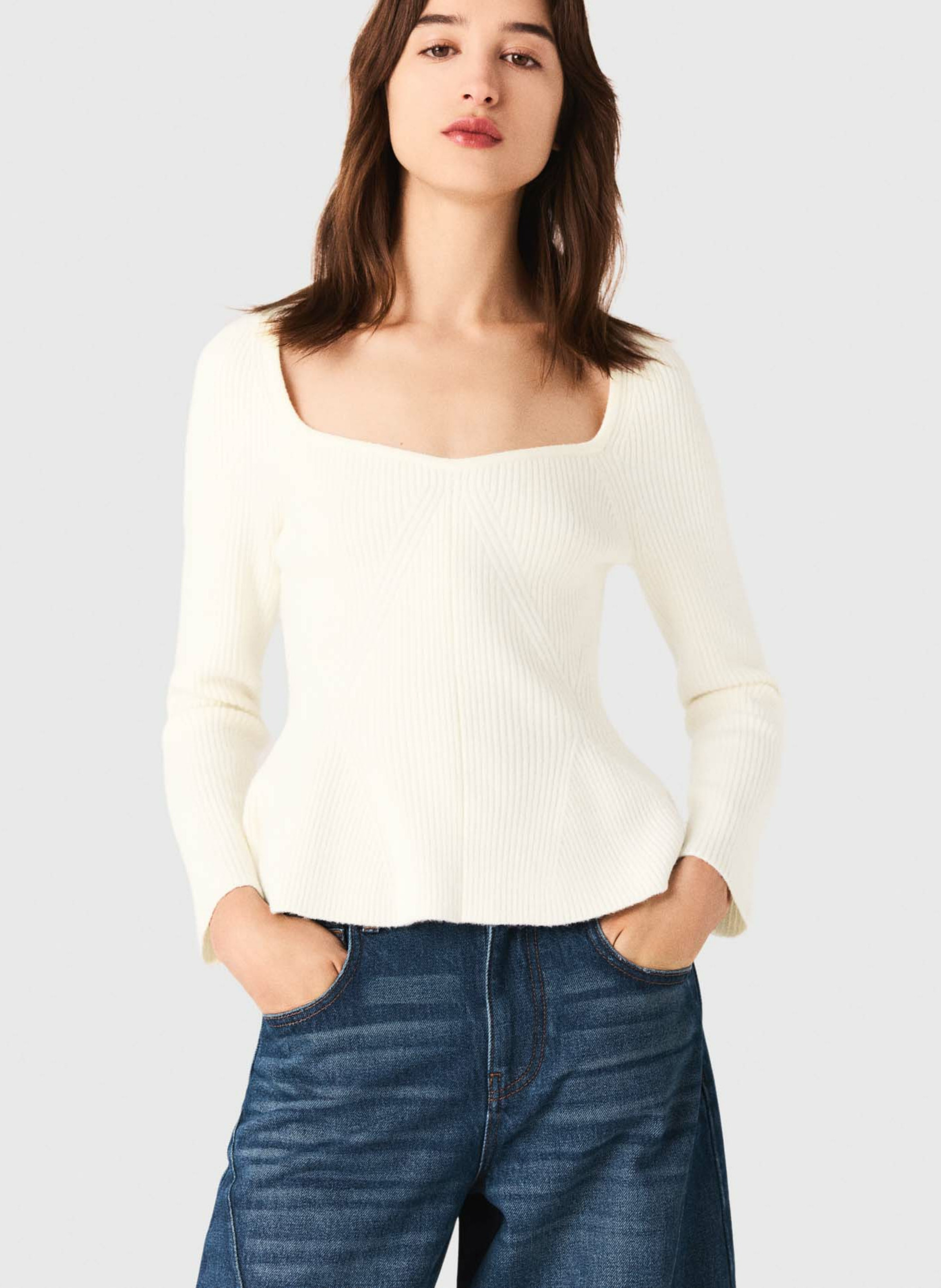 Pull col carré  MAJE Beige