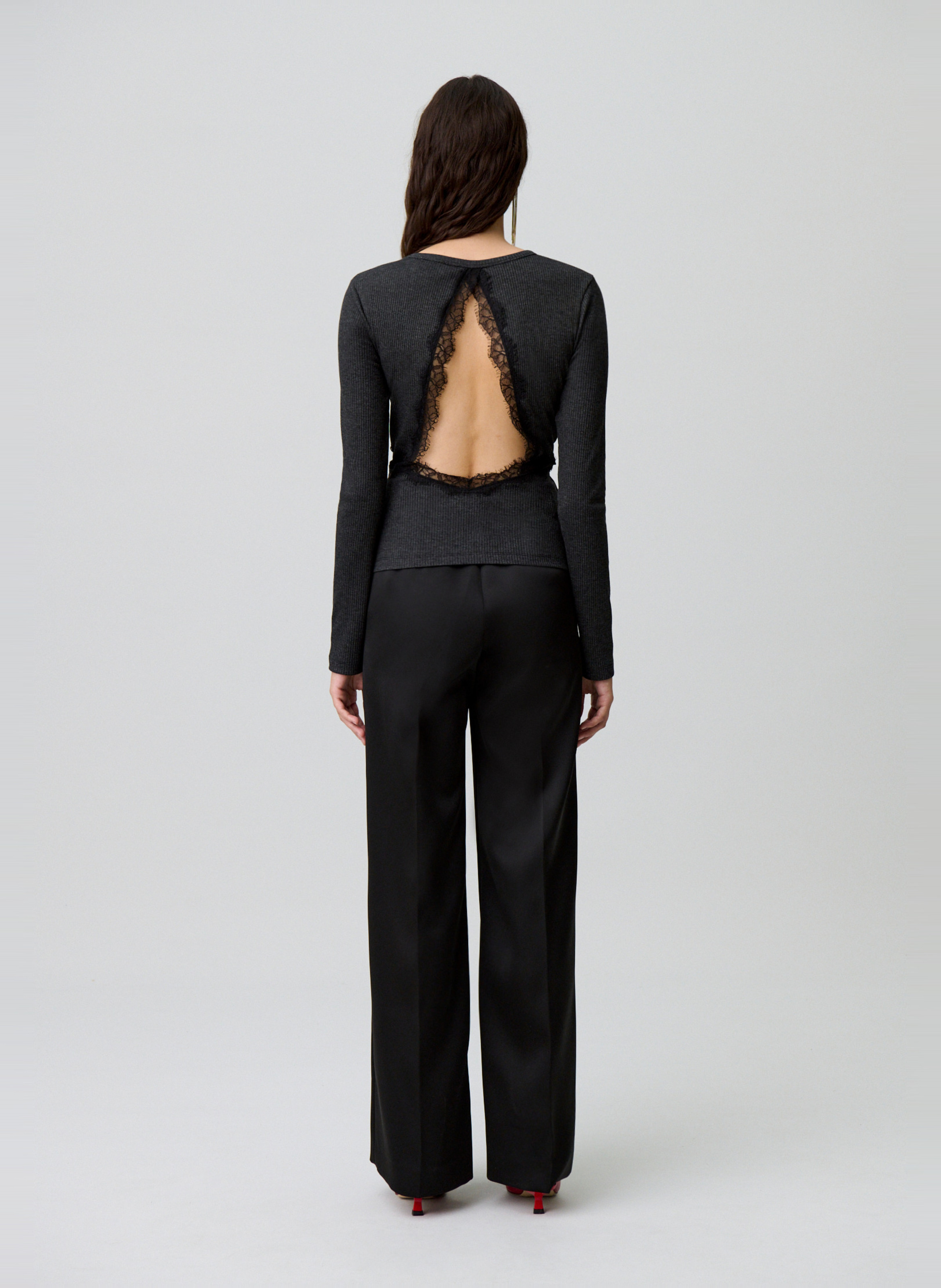 Long-sleeve top with lace details CLAUDIE PIERLOT Black