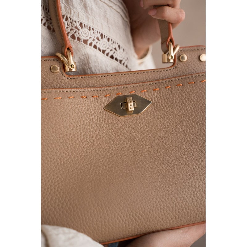 Handbag - cowhide leather POURCHET Brown