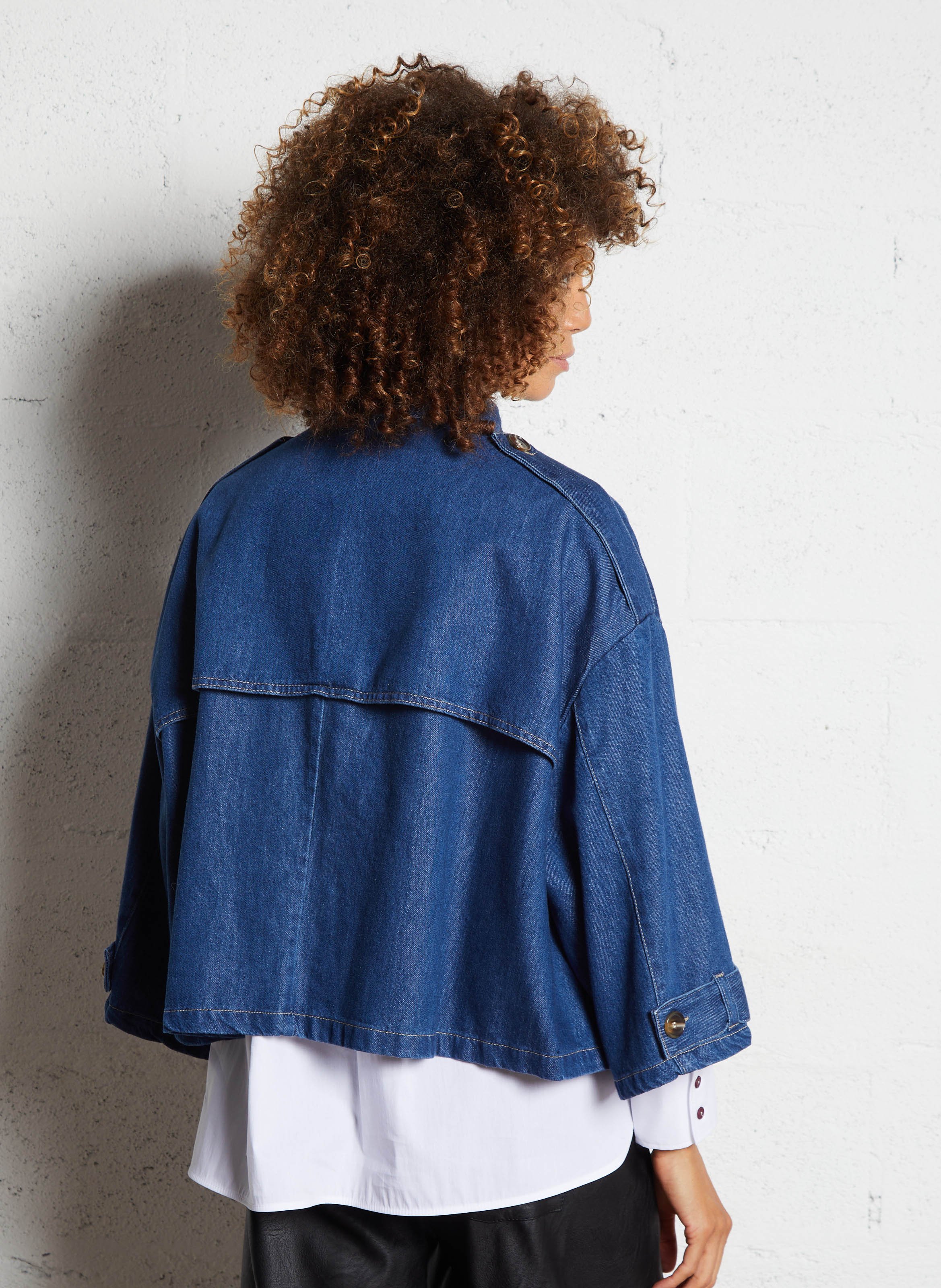 Veste trench ample en denim PLEASE Bleu