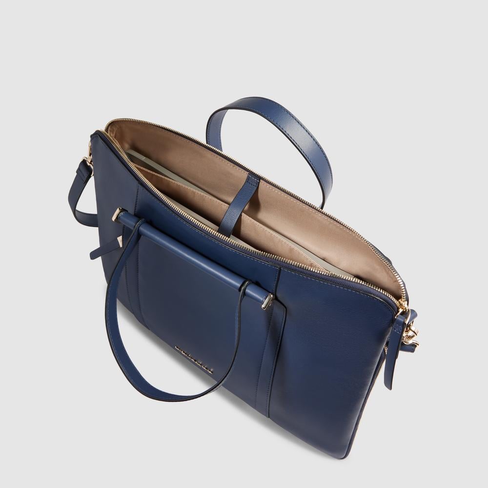 Leather messenger bag PIQUADRO Blue
