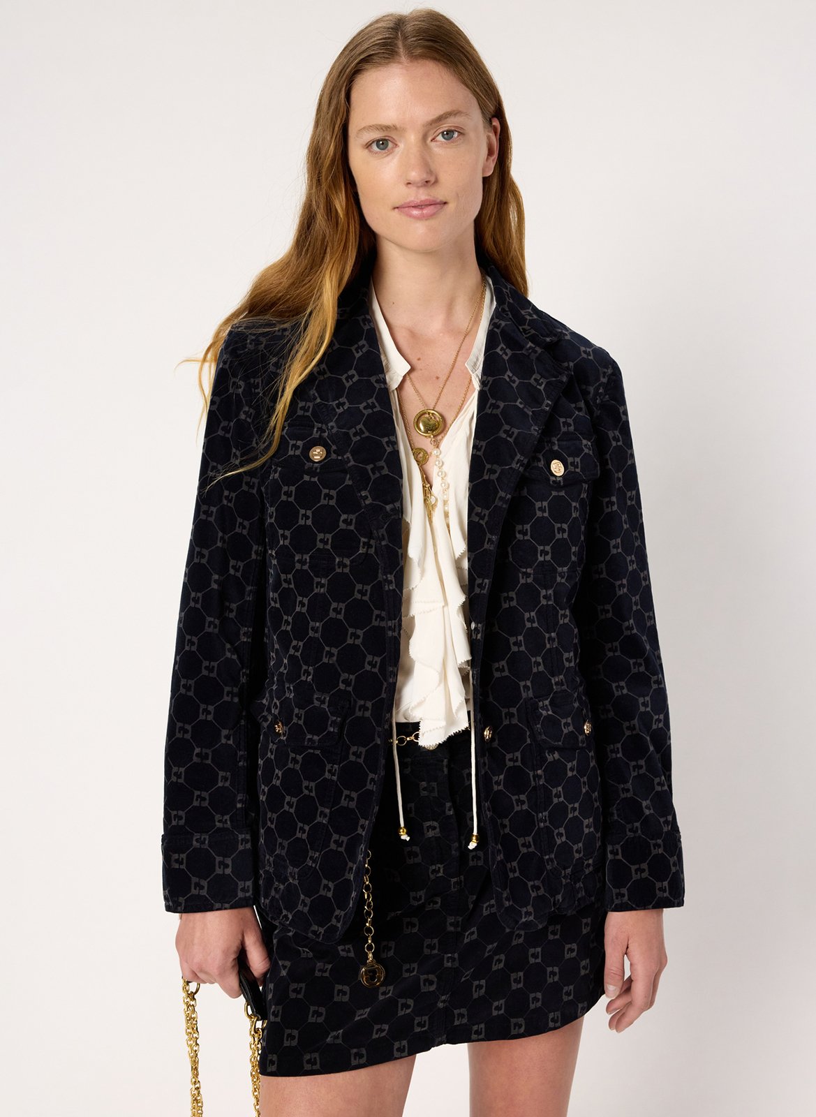Straight cotton-blend jacket with classic collar GERARD DAREL Blue