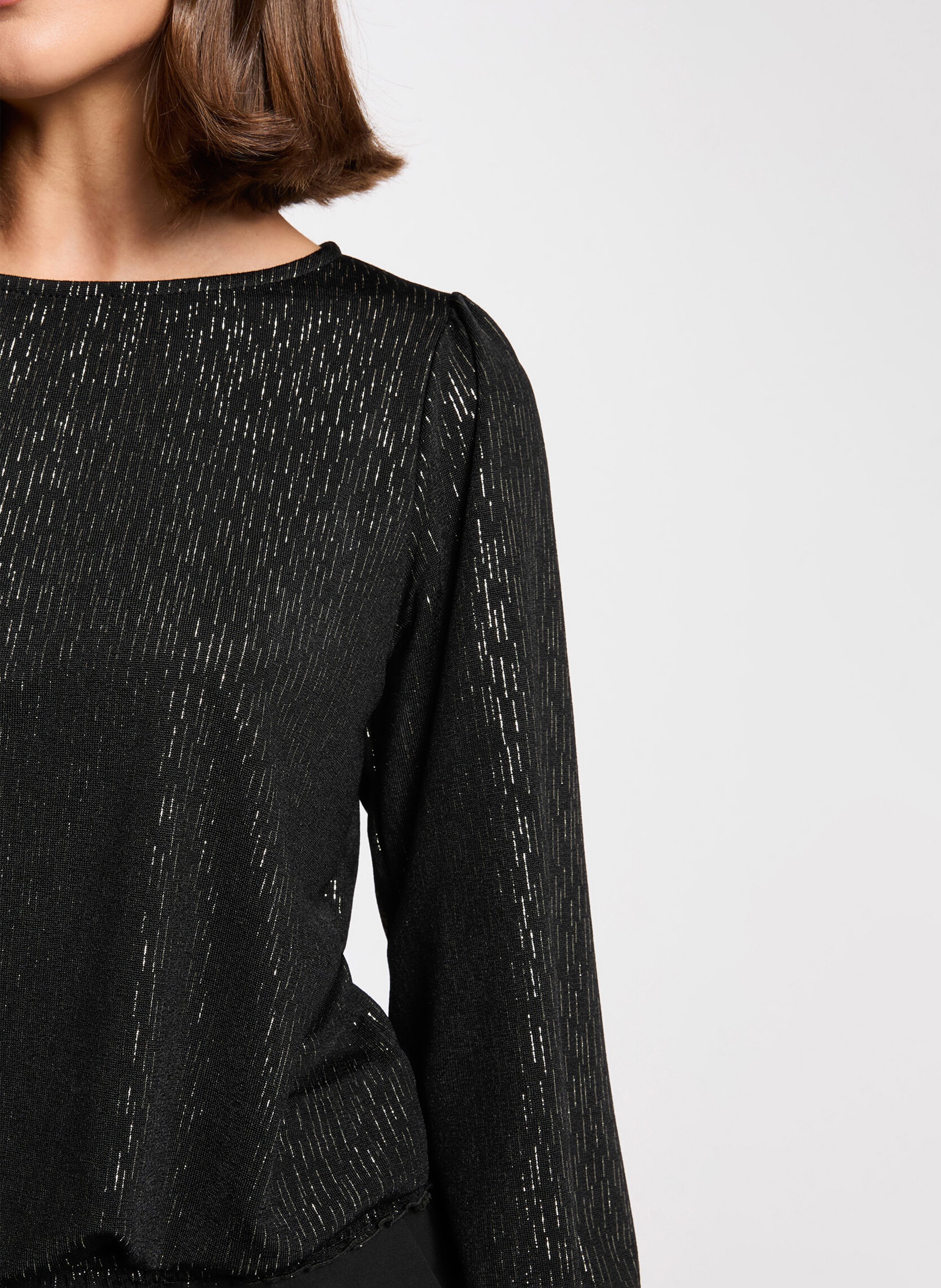 Top droit col bateau brillant MORGAN Noir