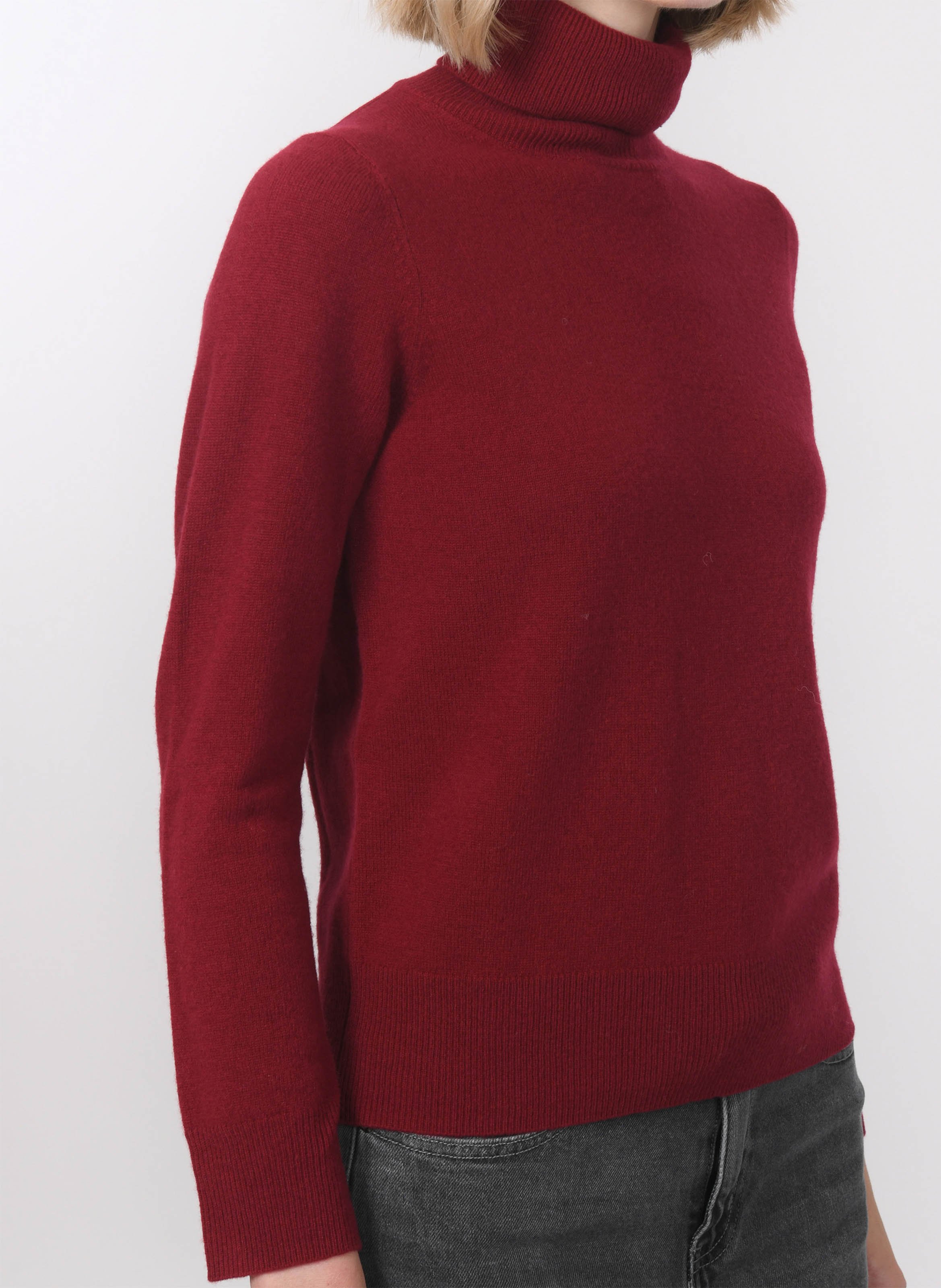 Pull col roulé uni en laine et cachemire KOOKAI Rouge