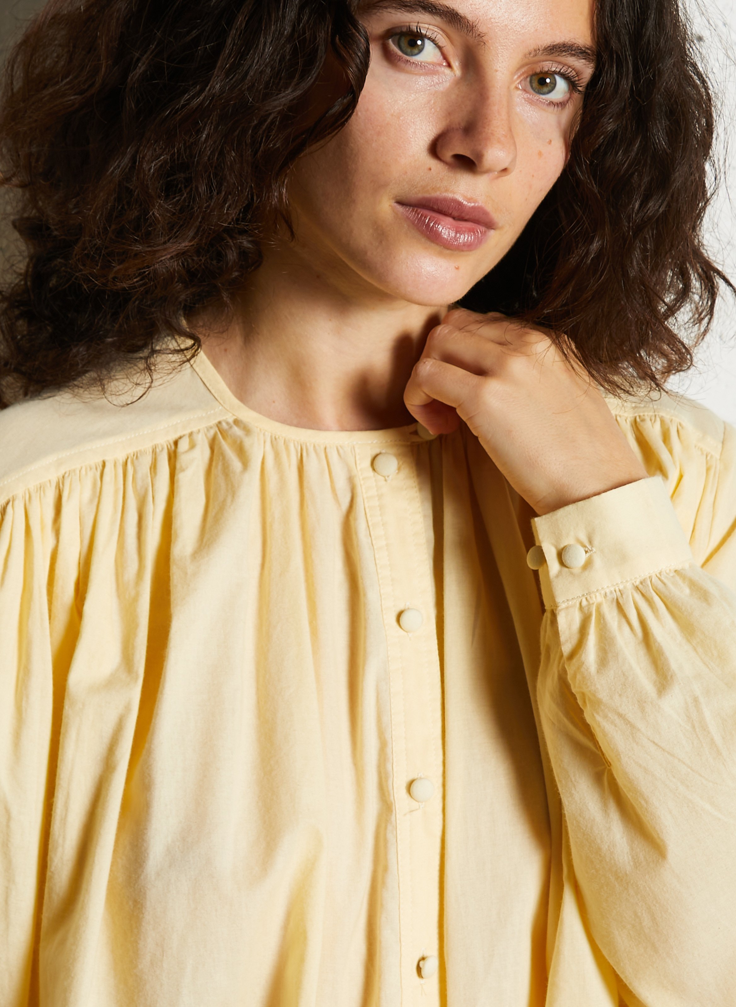 Loose-fit cotton shirt with round neck JC SOPHIE Yellow