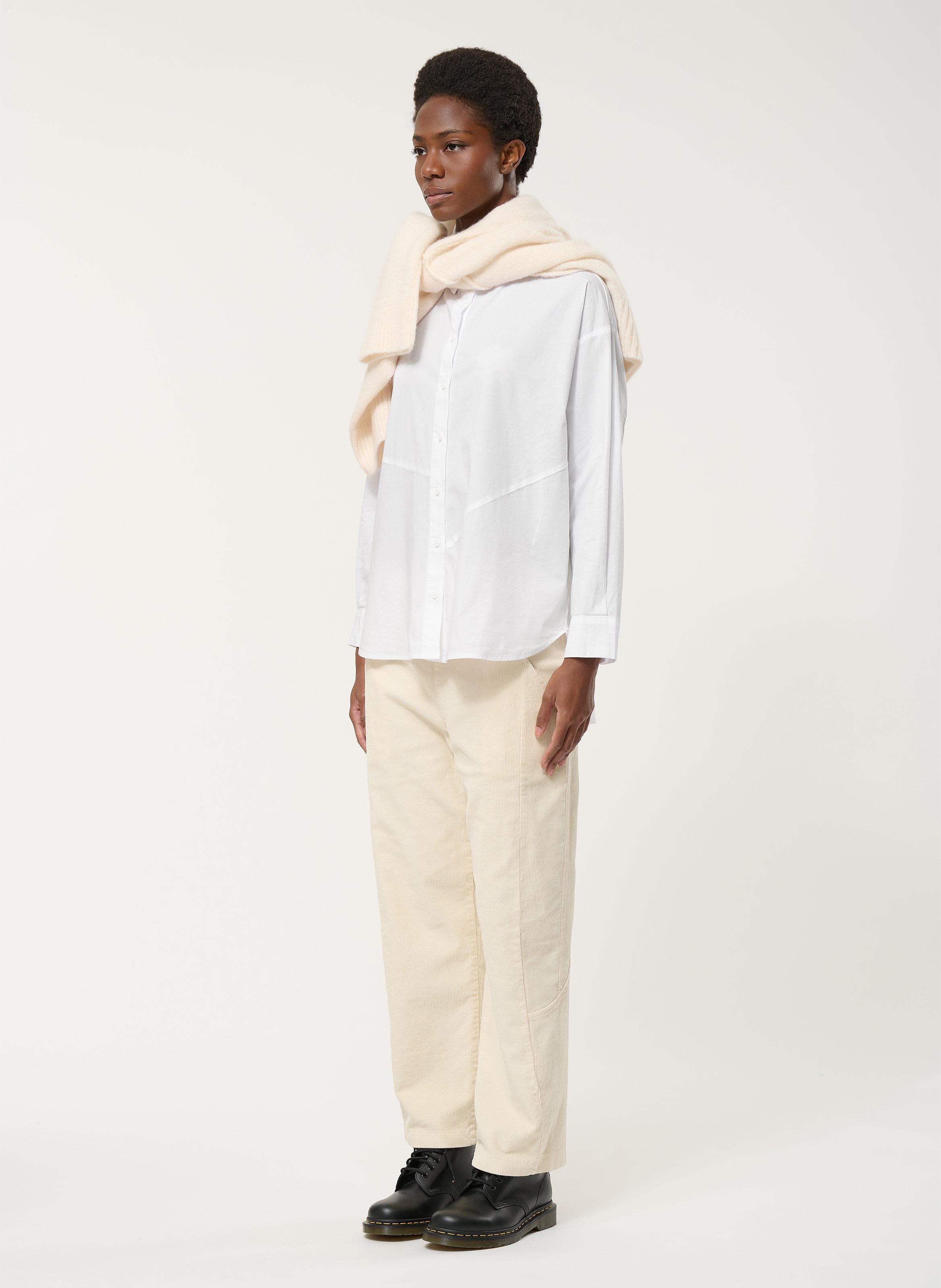 Chemise oversize col classique en coton mélangé HUMILITY Blanc