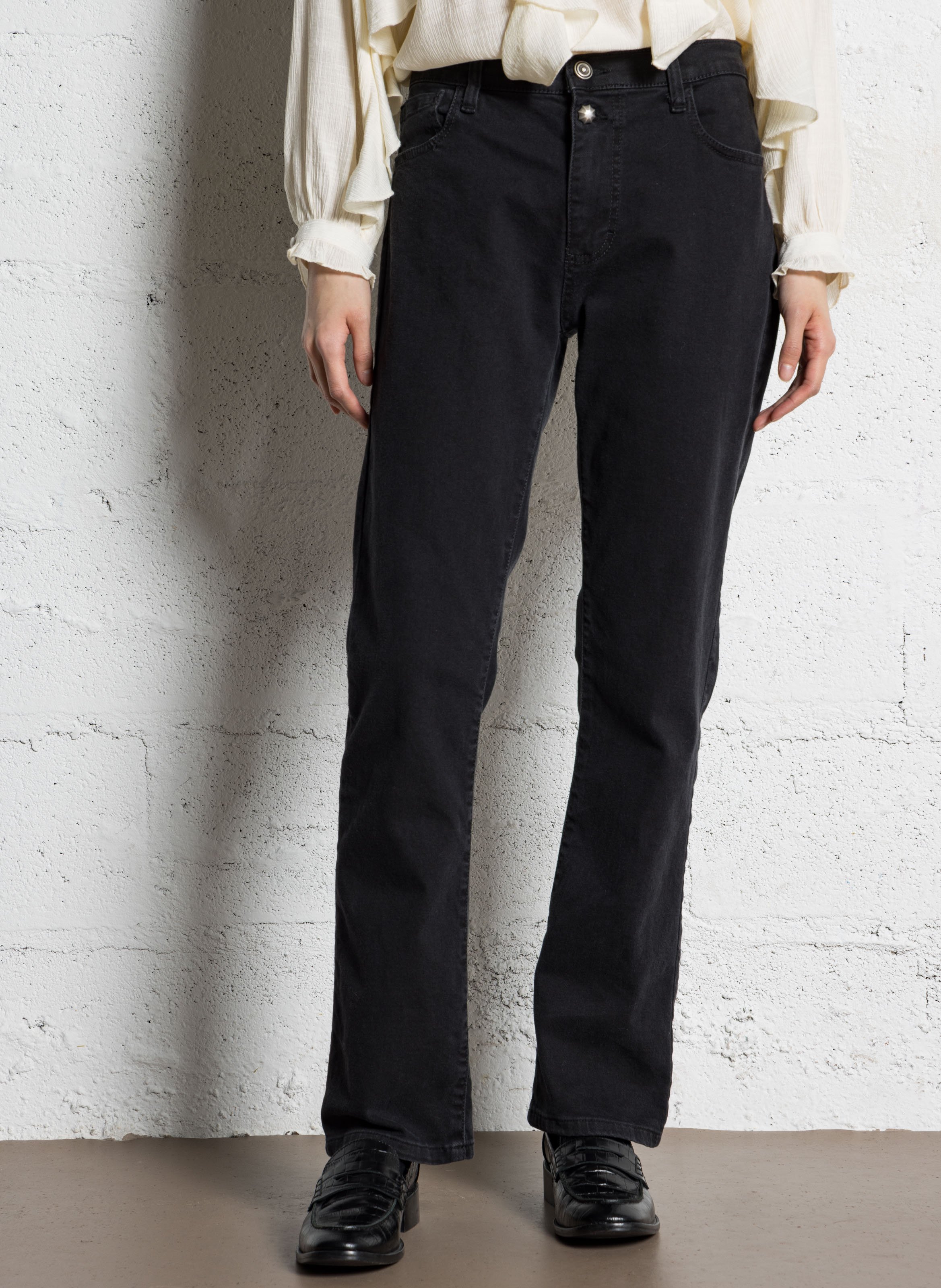 Jean droit en coton mélangé PLEASE Noir