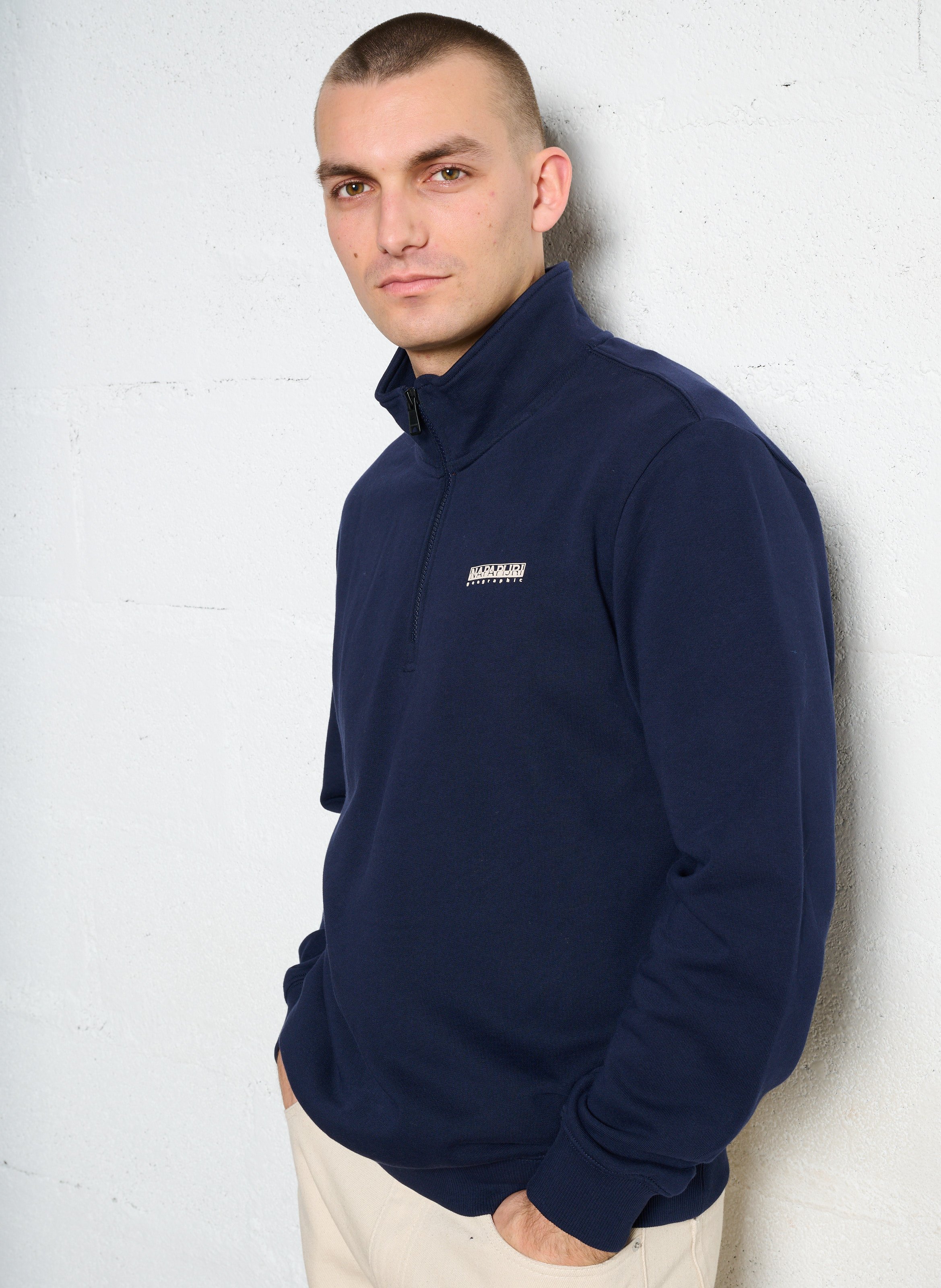 Sweat droit col montant en coton NAPAPIJRI