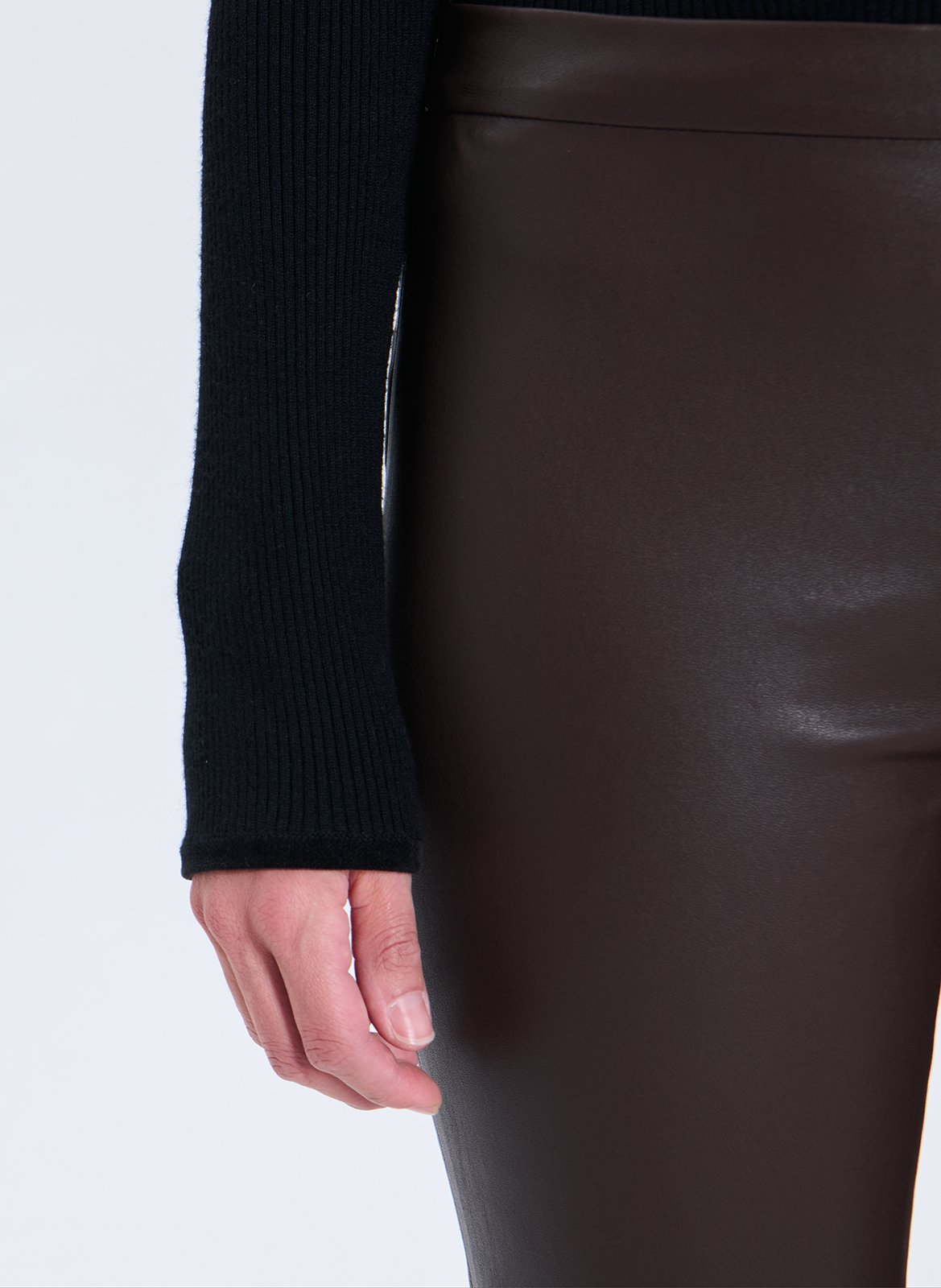 Skinny leather pants in plain color ZAPA Brown
