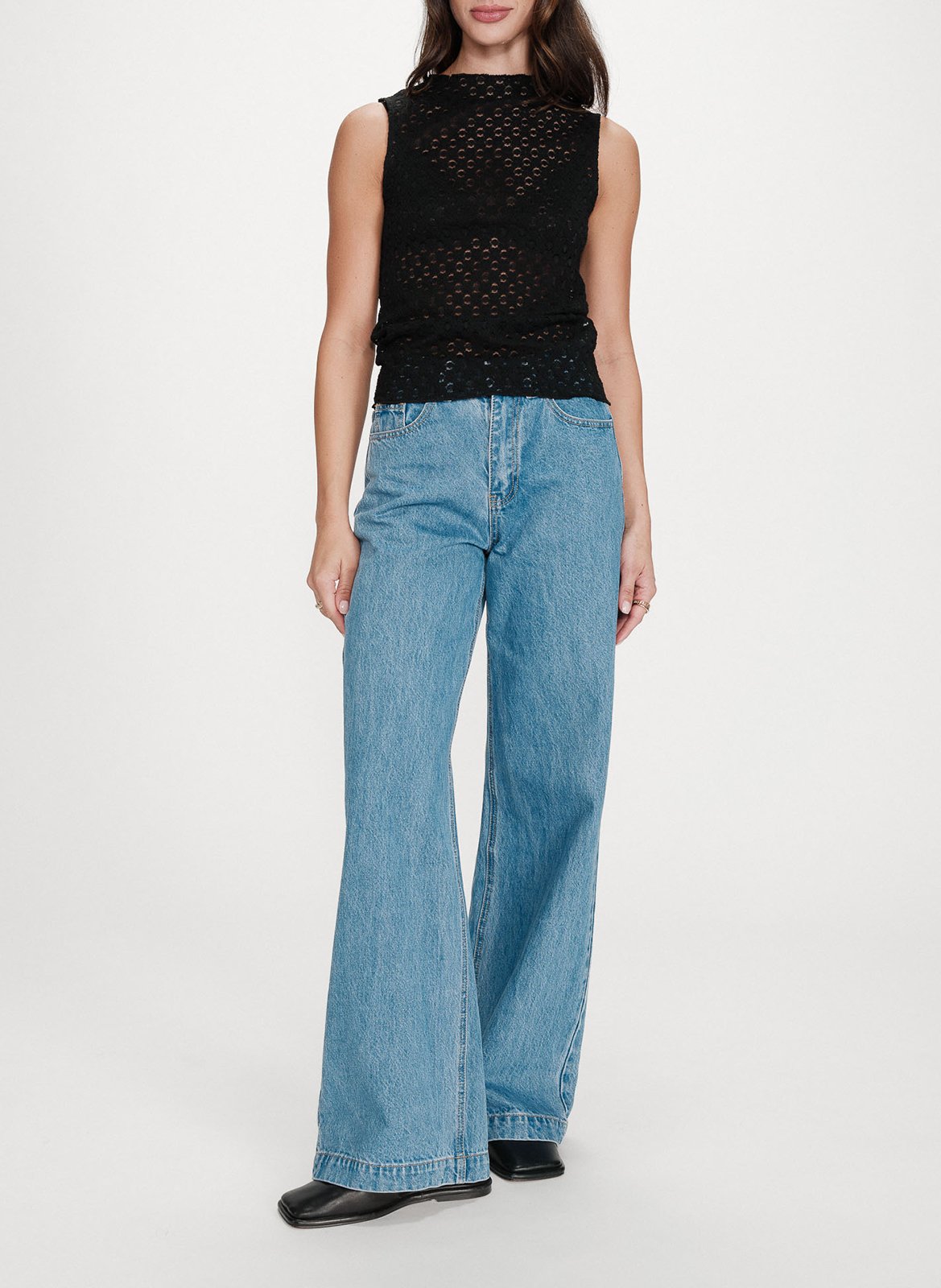 Top sans manches en dentelle GRACE ET MILA Noir