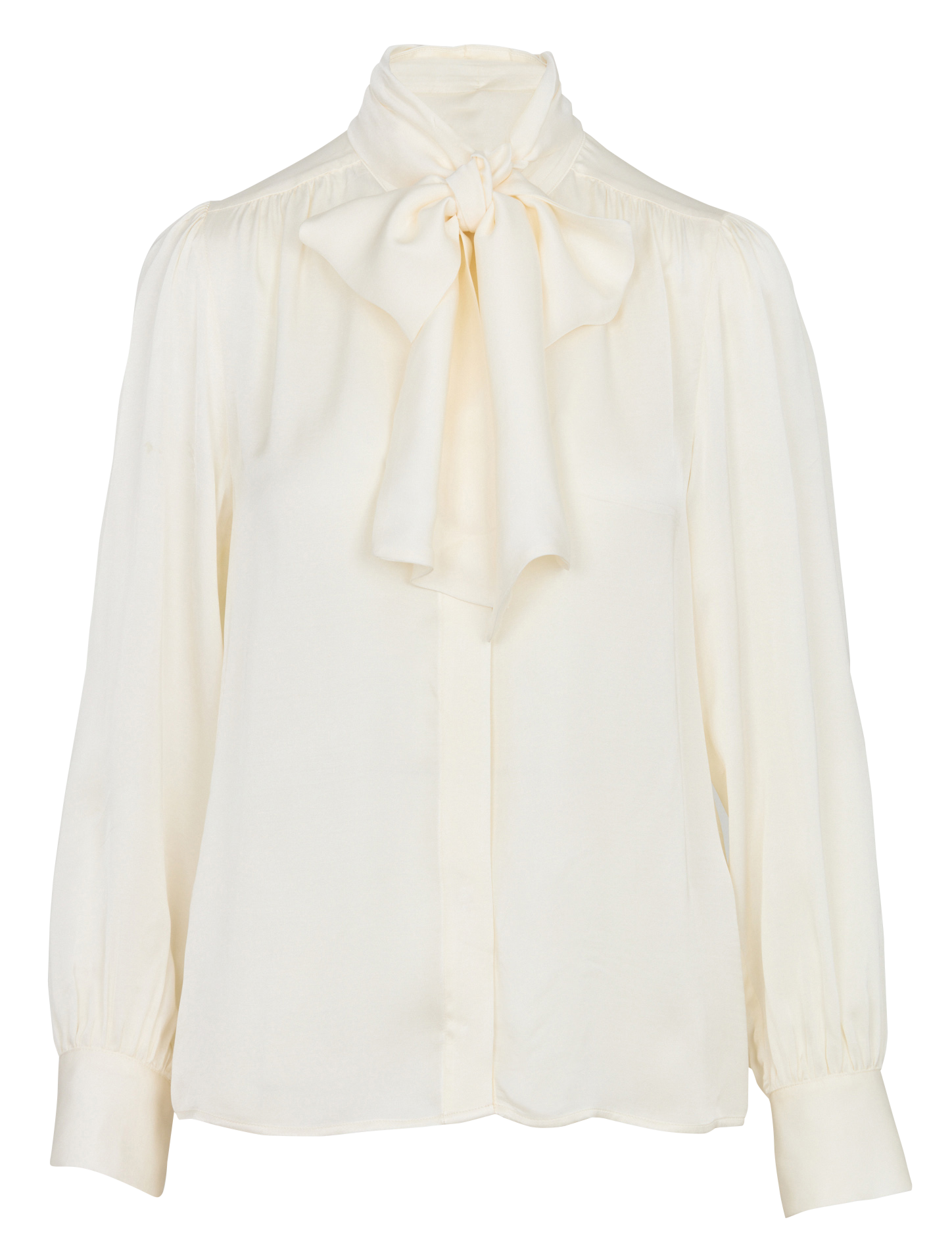 Straight Satin Lavallière Collar Shirt MAISON 123 Beige