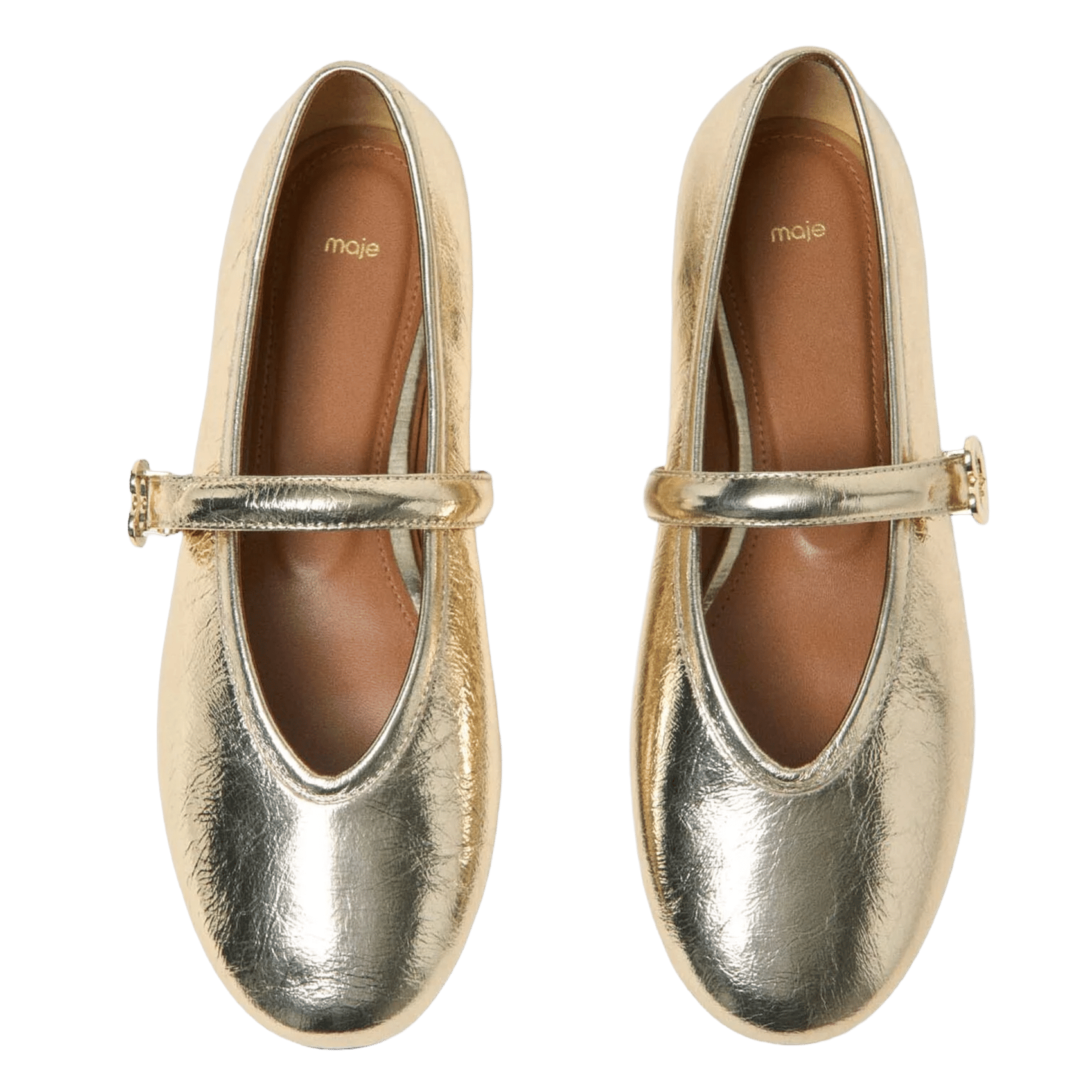 Ballerines en cuir MAJE Doré