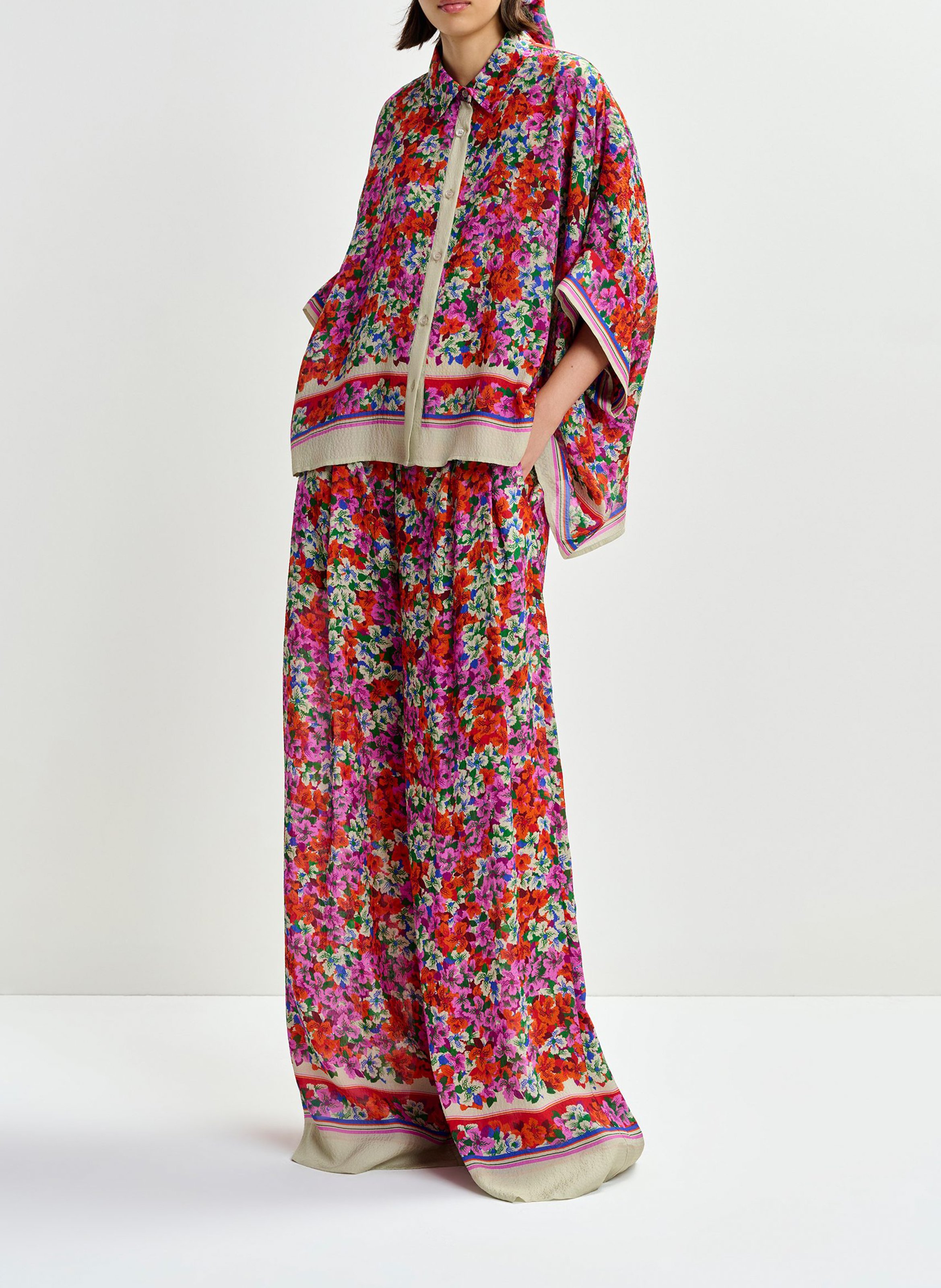 Oversized shirt with floral print ESSENTIEL ANTWERP Red
