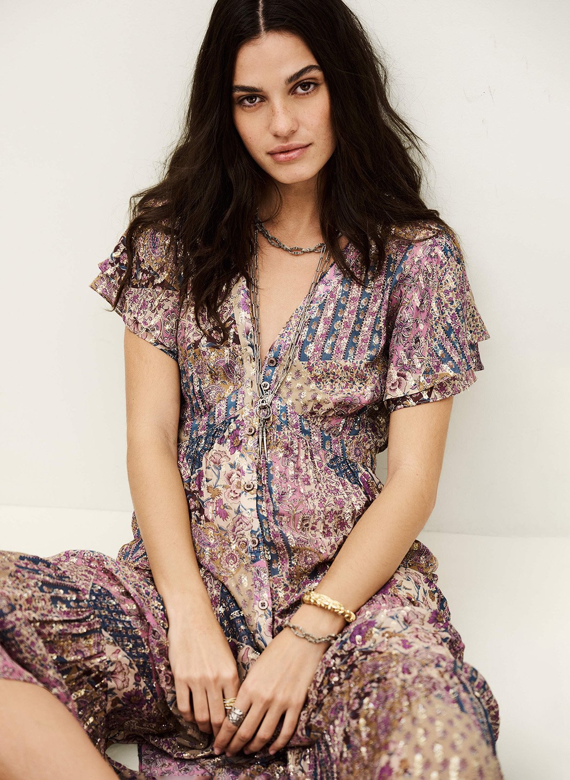 Halflange jurk met print BA&SH Roze