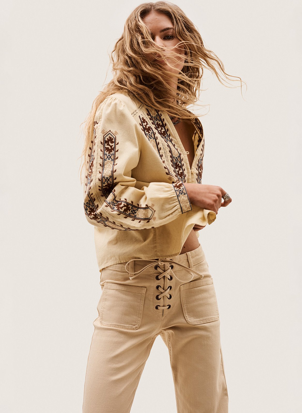 Cotton-blend loose-fit blouse BA&SH Beige