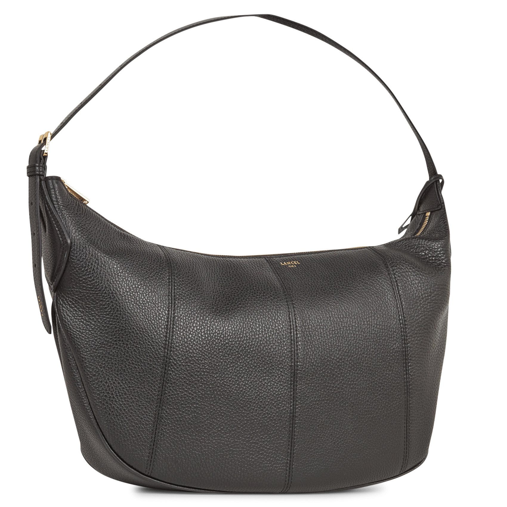 Sac hobo zippé en cuir LANCEL Noir